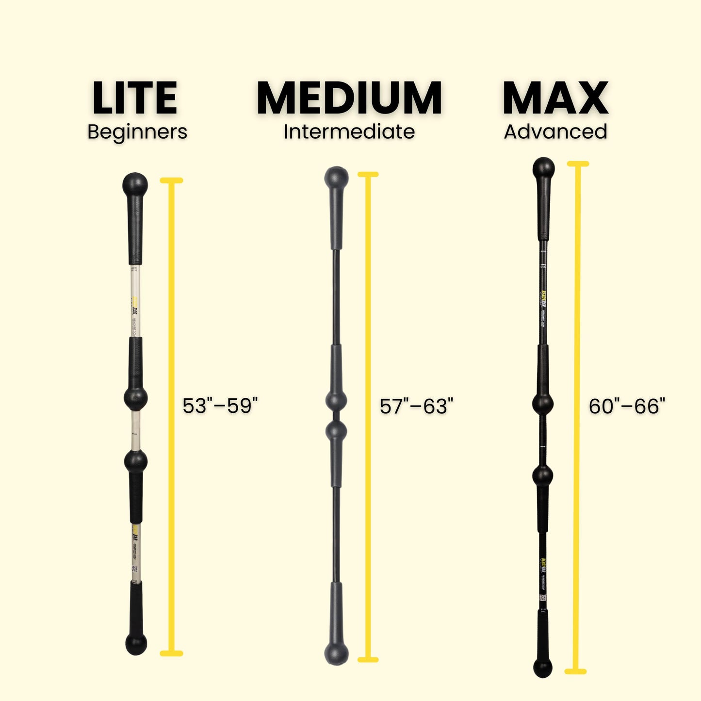 BENDYFIT BendyBar Flexible Weighted Resistance Bar to Improve Joint Mobility, Core Strength & Balance, Adjustable Height 57-63" Medium Resistance (Up to 50 lbs)