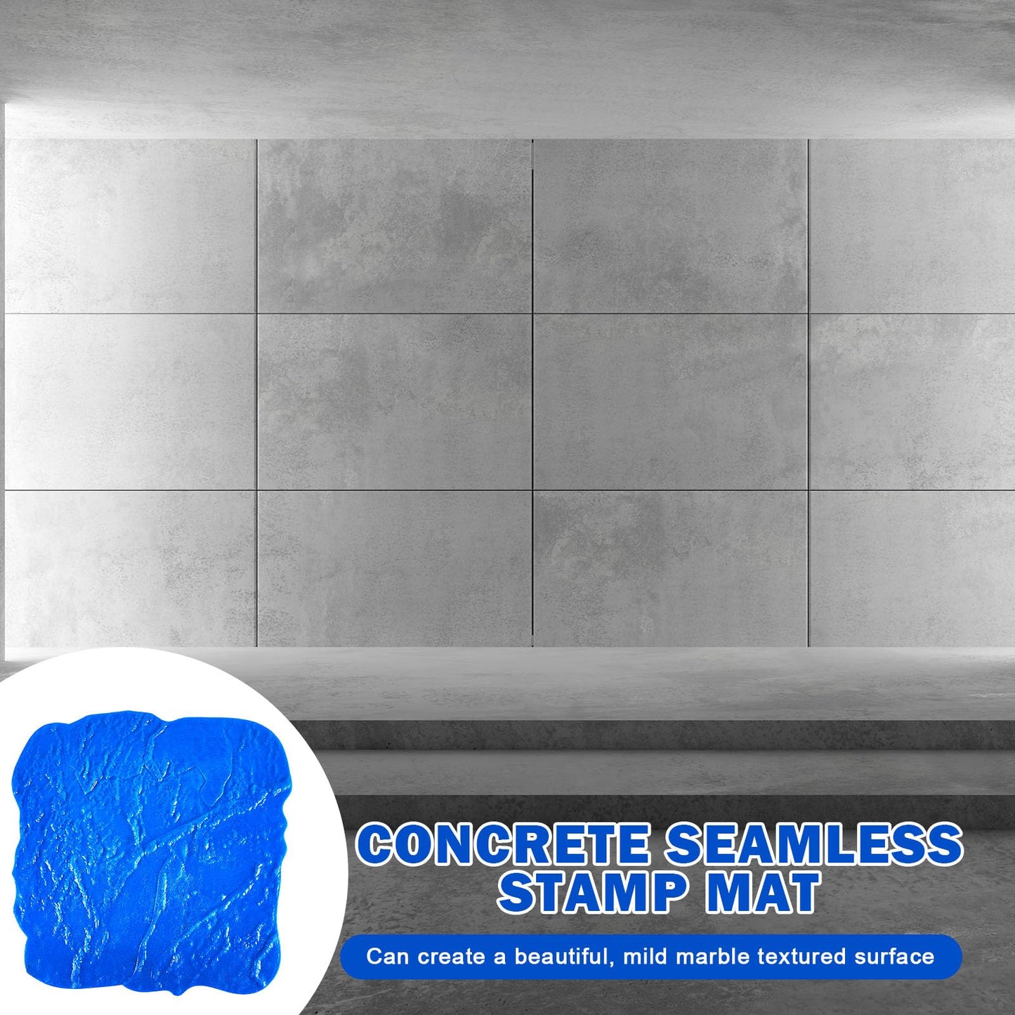 Gisafai 2 Pcs Concrete Stamps Mat Set Concrete Texturing Skin Polyurethane Stamp Stone Tile Texture Mat Seamless Slate Floor Imprint Molds for Walls Outdoor Decorative (18" X 18")