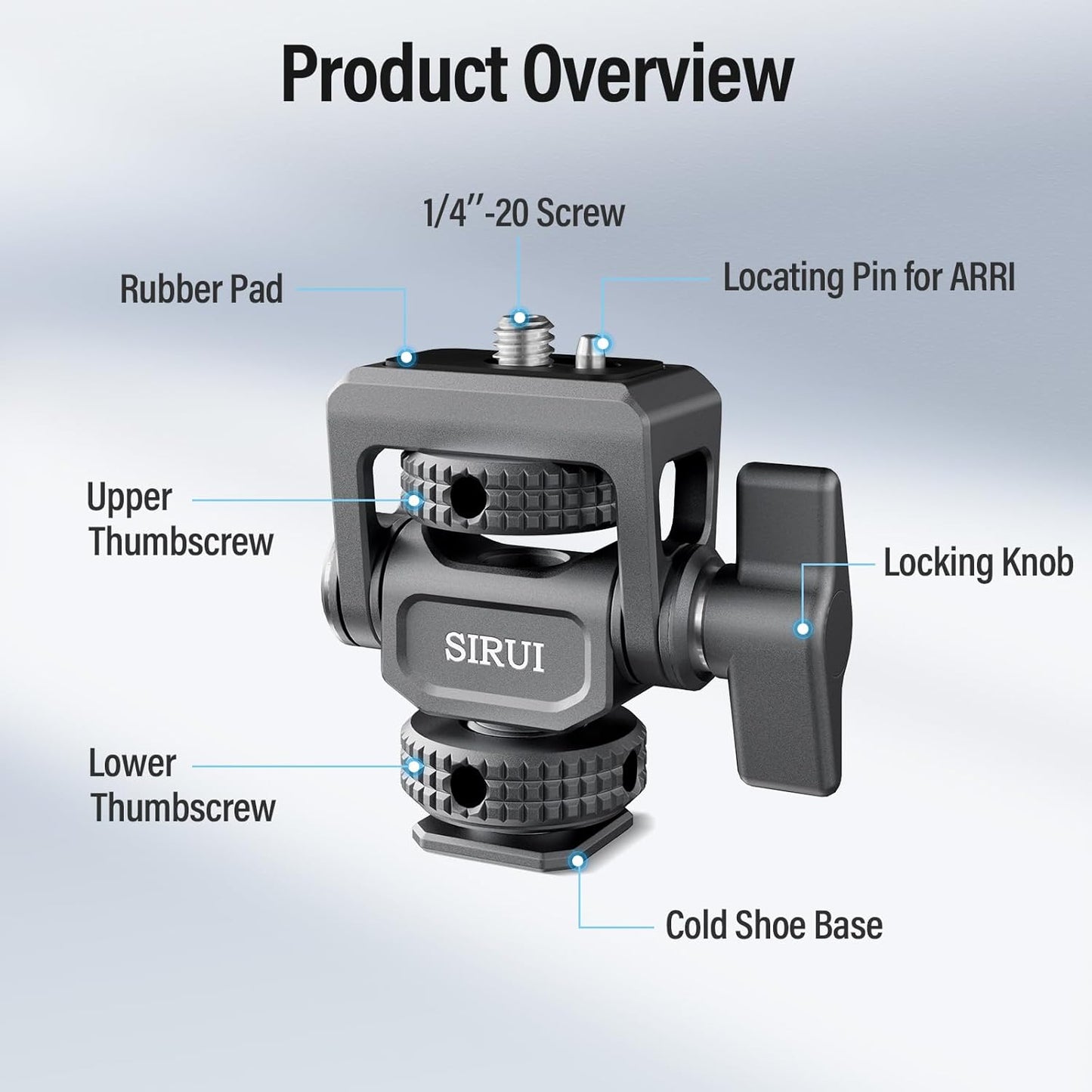 Sirui 360and 180Adjustable 5" 7" Camera Monitor Mount with Cold Shoe, Swivel Tilt DSLR Field Monitor Mount, Compatible