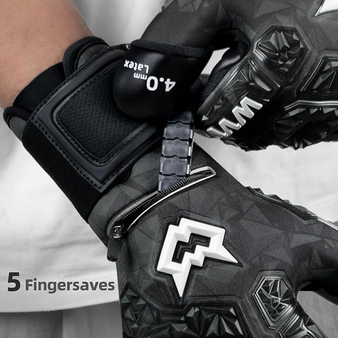 WVVOU Soccer Goalie Gloves for Adults and Youth, High Performance Goalkeeper Gloves with 5 Detachable Finger Saves, Soccer Gloves with 4mm Sticky Latex Palm
