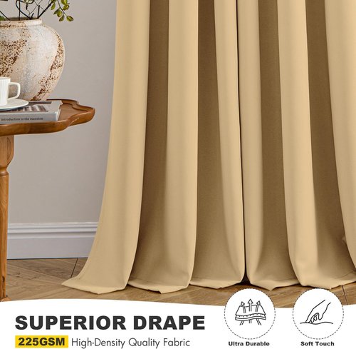 MIULEE Gold Blackout Curtains - Thermal Insulated Room Darkening Drapes | 45-Inch Length, 2 Panels
