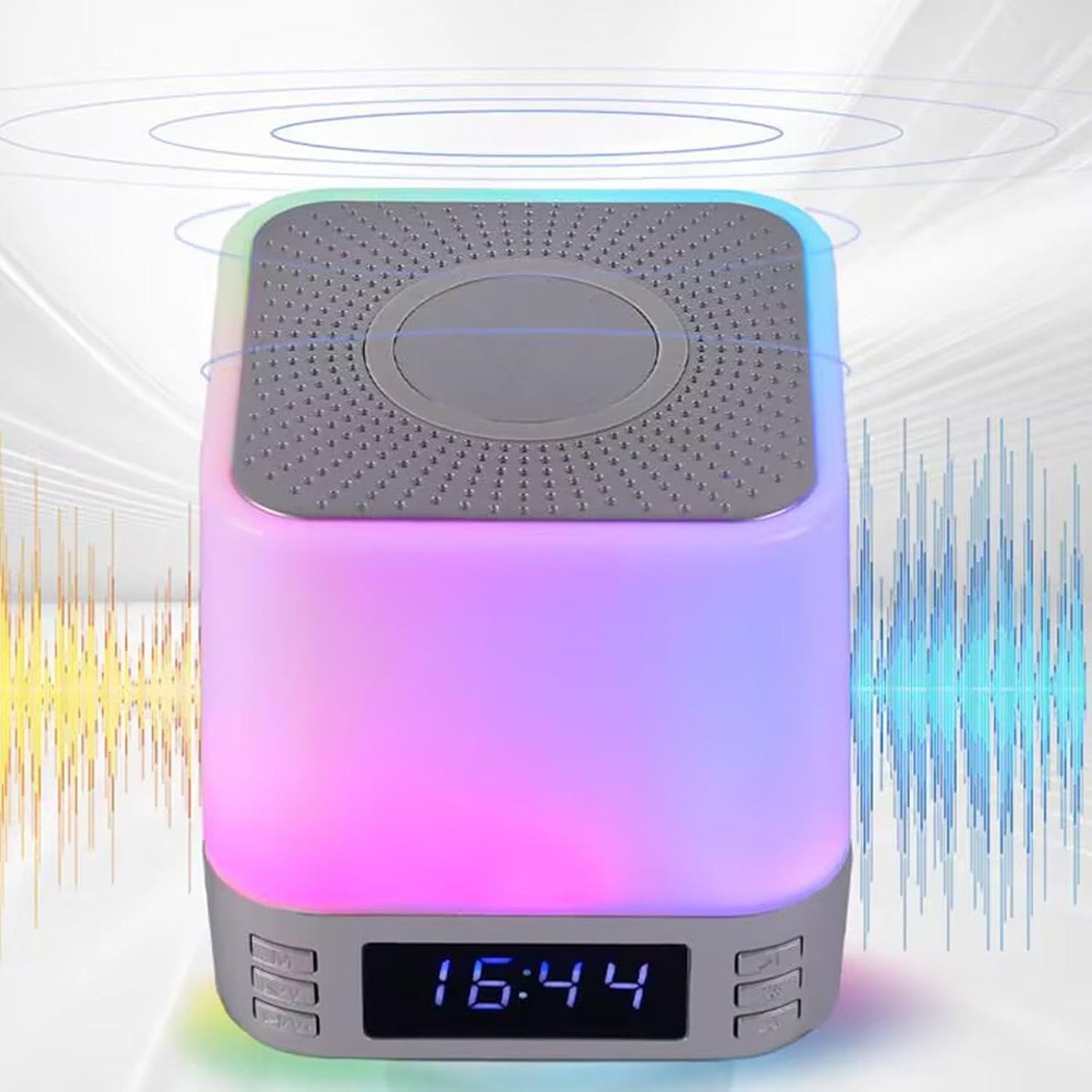 5.3, 15W Zunate Clock Speaker Wireless Charger with Bluetooth Digital Alarm Clock Night Light, White Noise Sleep Sound