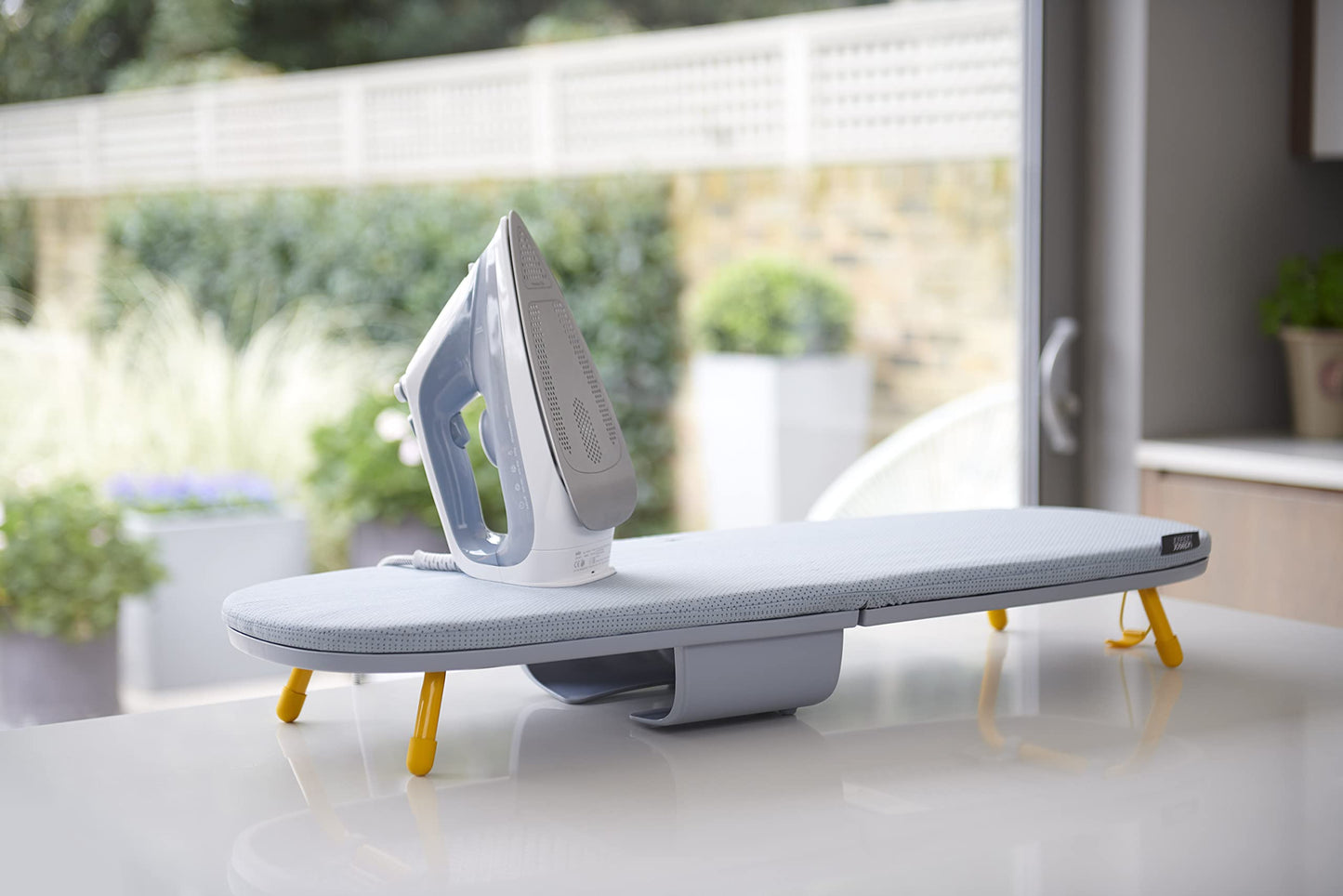Joseph Joseph Pocket Max Portable Folding Tabletop Ironing Board, 35" Surface, Integrated Iron Storage Hook, Compact Design