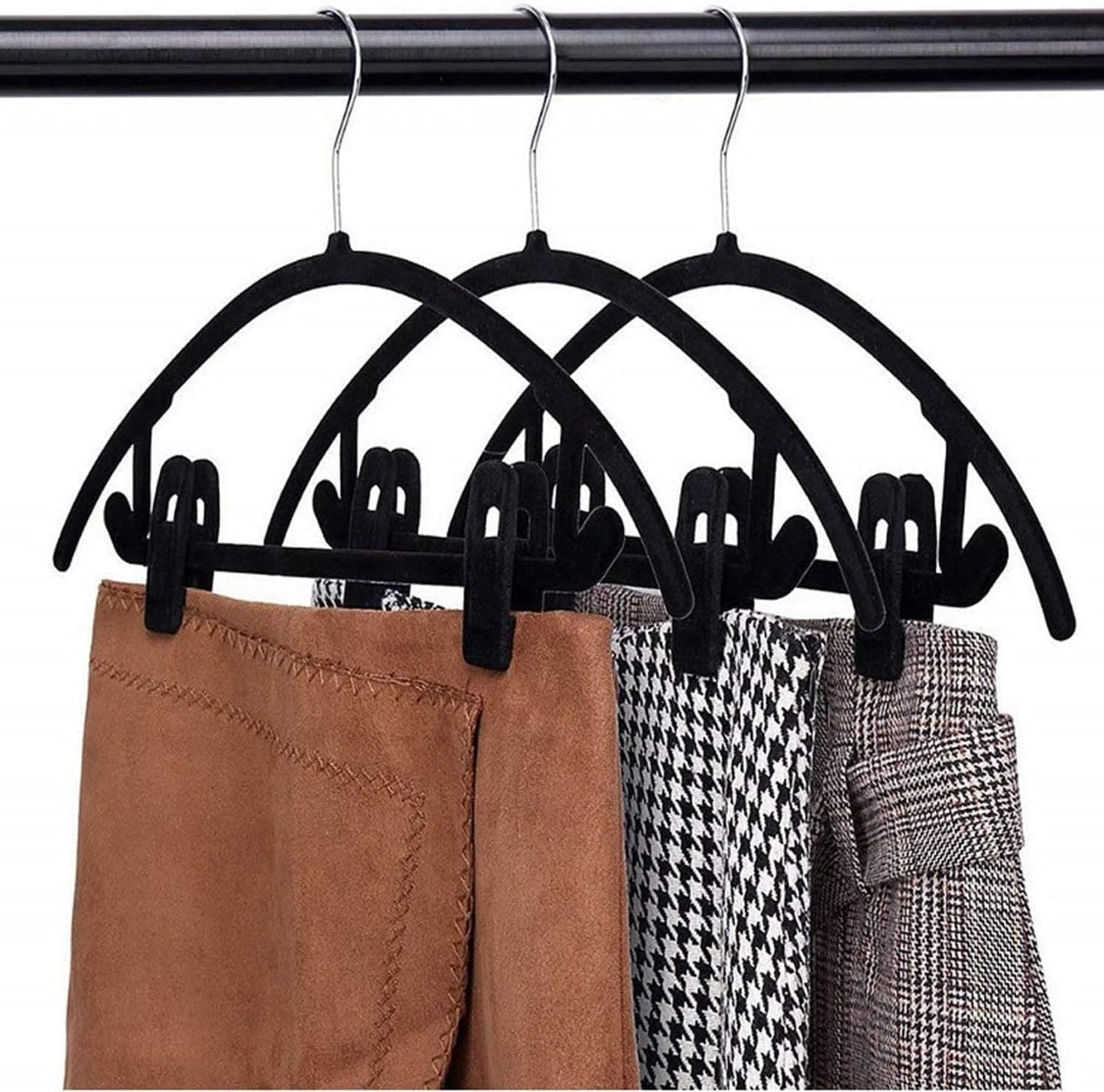 Skiennix Velvet Hanger Clips - 20 Pack Strong Clips for Skirts & Pants - Black Color