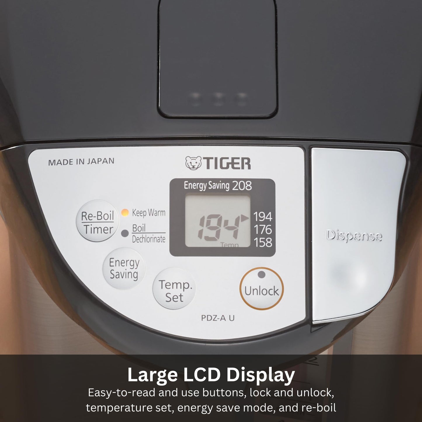 TIGER PDZ-A40U 4.0 Liter Water Boiler and Warmer with 4 Auto-Temp Settings, Stainless Steel Finish