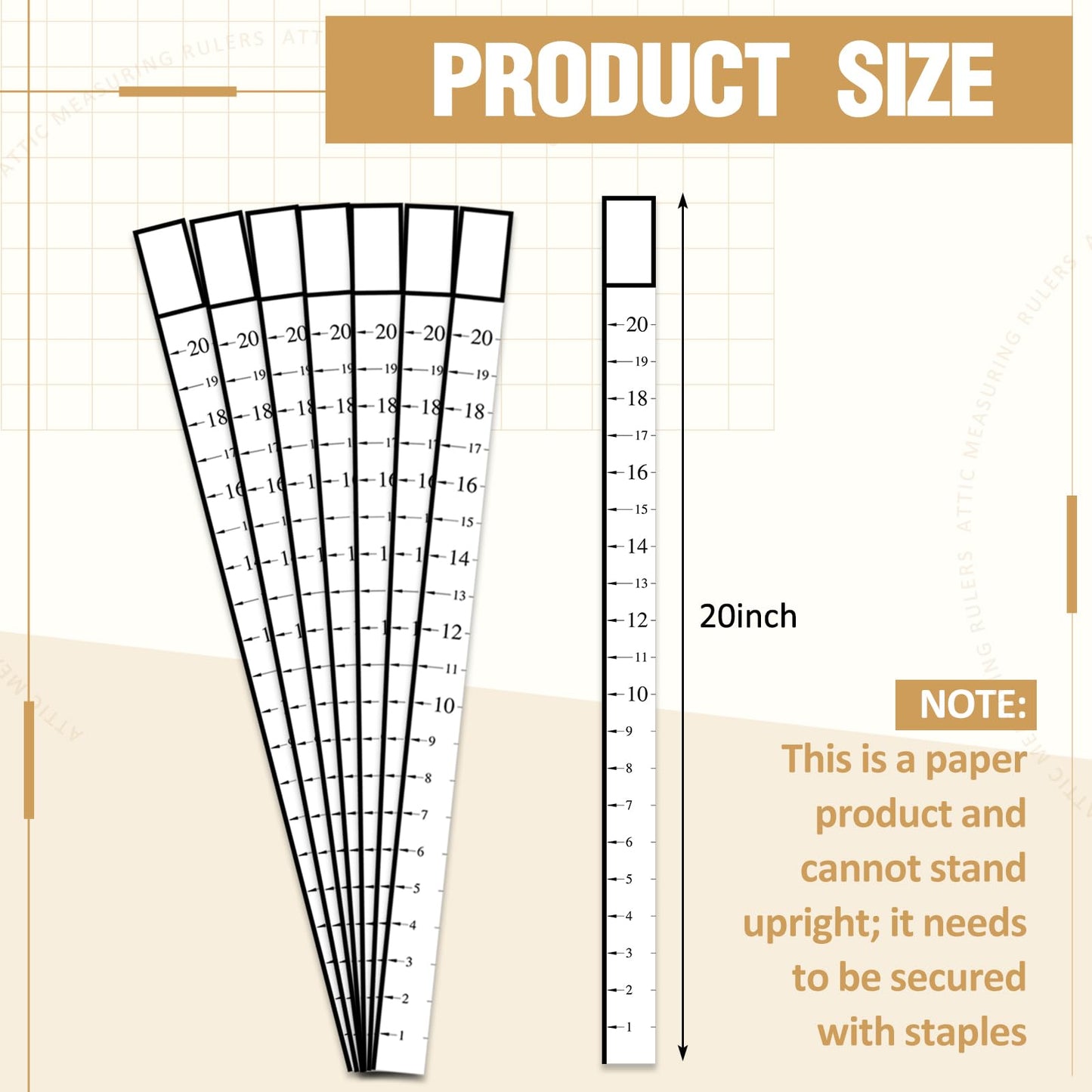 Saysurey Attic Measuring Rulers (Case of 1000), 20 Inch, Card Stock, Attic Insulation R-value Ruler for Insulators Ceiling Insulation