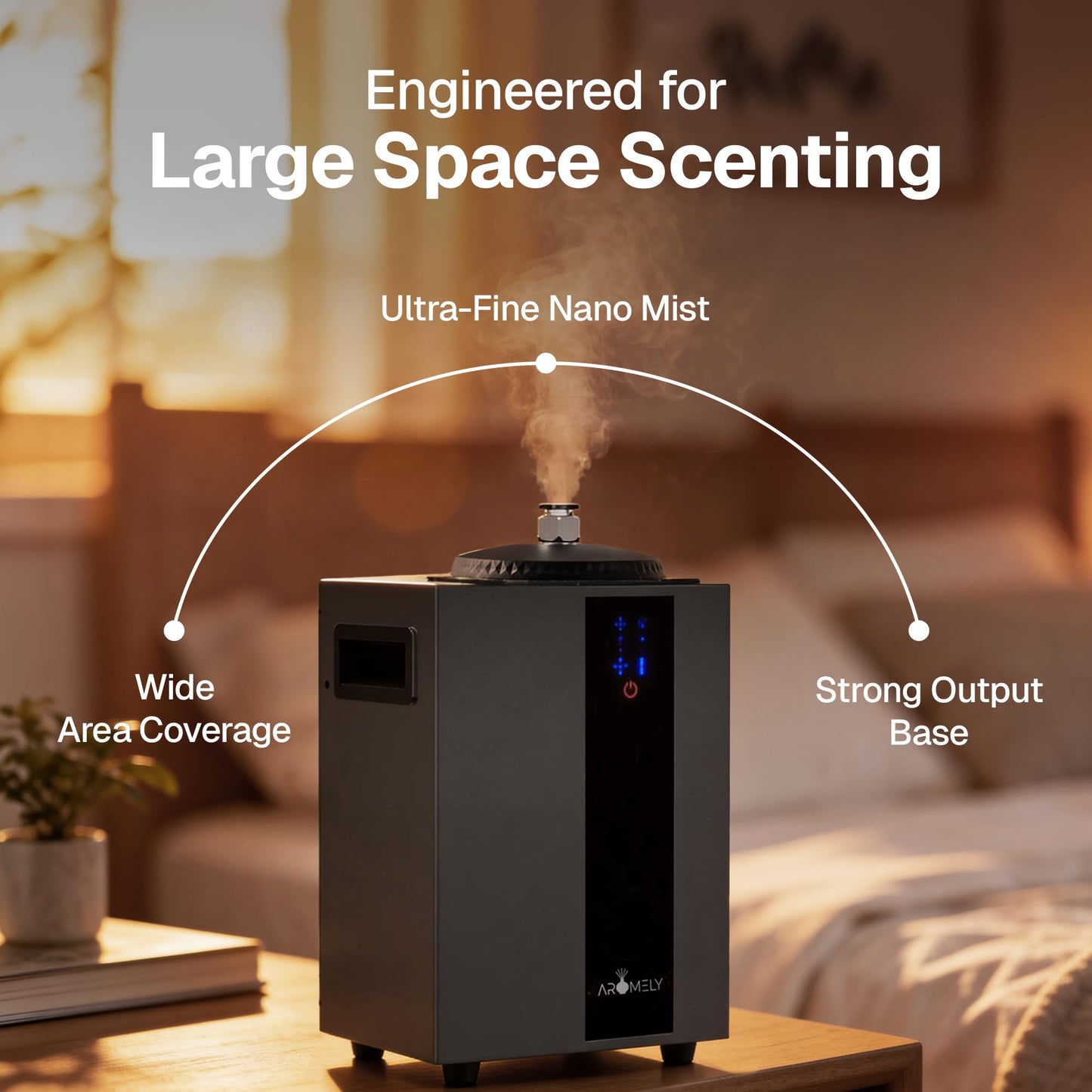 AROMELY HVAC Scent Diffuser – Nebulizing Waterless Diffuser for Home, Office, Large Room & Commercial Use – Smart Bluetooth App Controlled, Up to 4,000 SQFT – Cold Air Diffusion Technology – Black