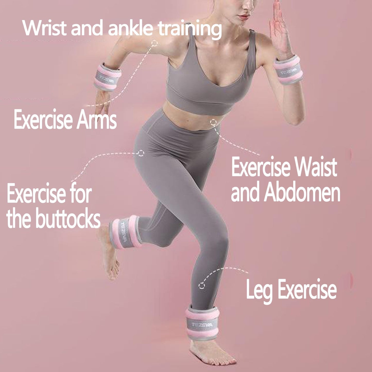 1 Pair 0.66 lbs Adjustable Men's and Women's Hand and Ankle Weights Wrist Weights for Yoga, Walking, Aerobics, Dance Exercise and Other Fitness Exercises (Pink)