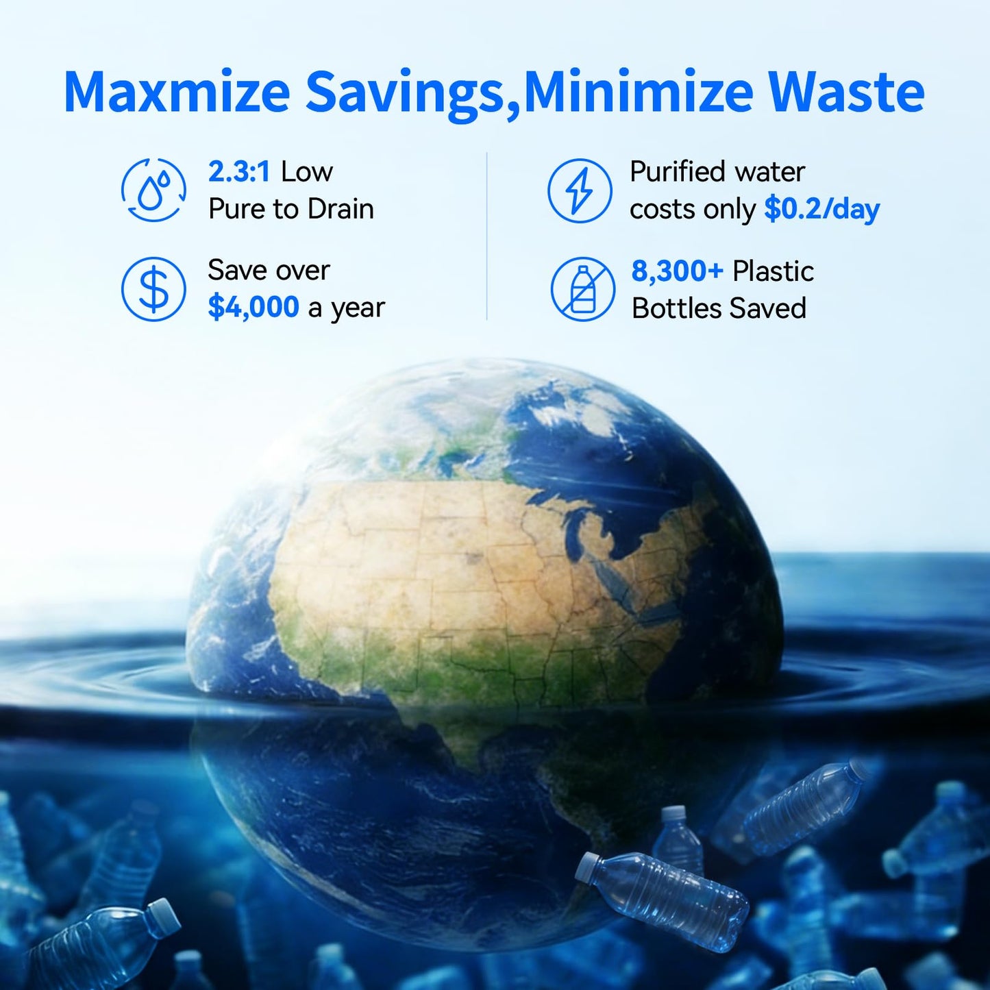 Philips AUT9340 Reverse Osmosis System, 400 GPD RO System, Tankless Under Sink Water Filter System,2.3:1 Pure to Drain Water Filtration, Reduces TDS, NSF/ANSI 372 Certified with No Standing Water