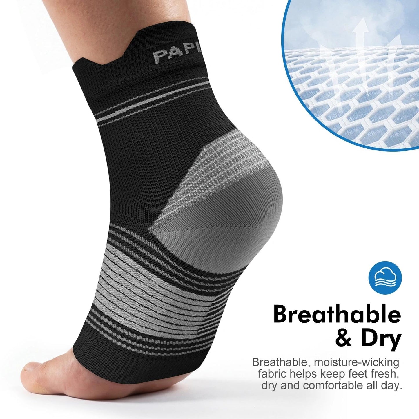 6 Pairs Plantar Fasciitis Socks for Men & Women, Ankle Brace Compression Socks with Arch Support for Achilles Tendonitis, Heel Pain, Swelling & Arthritis Relief, Black, Large