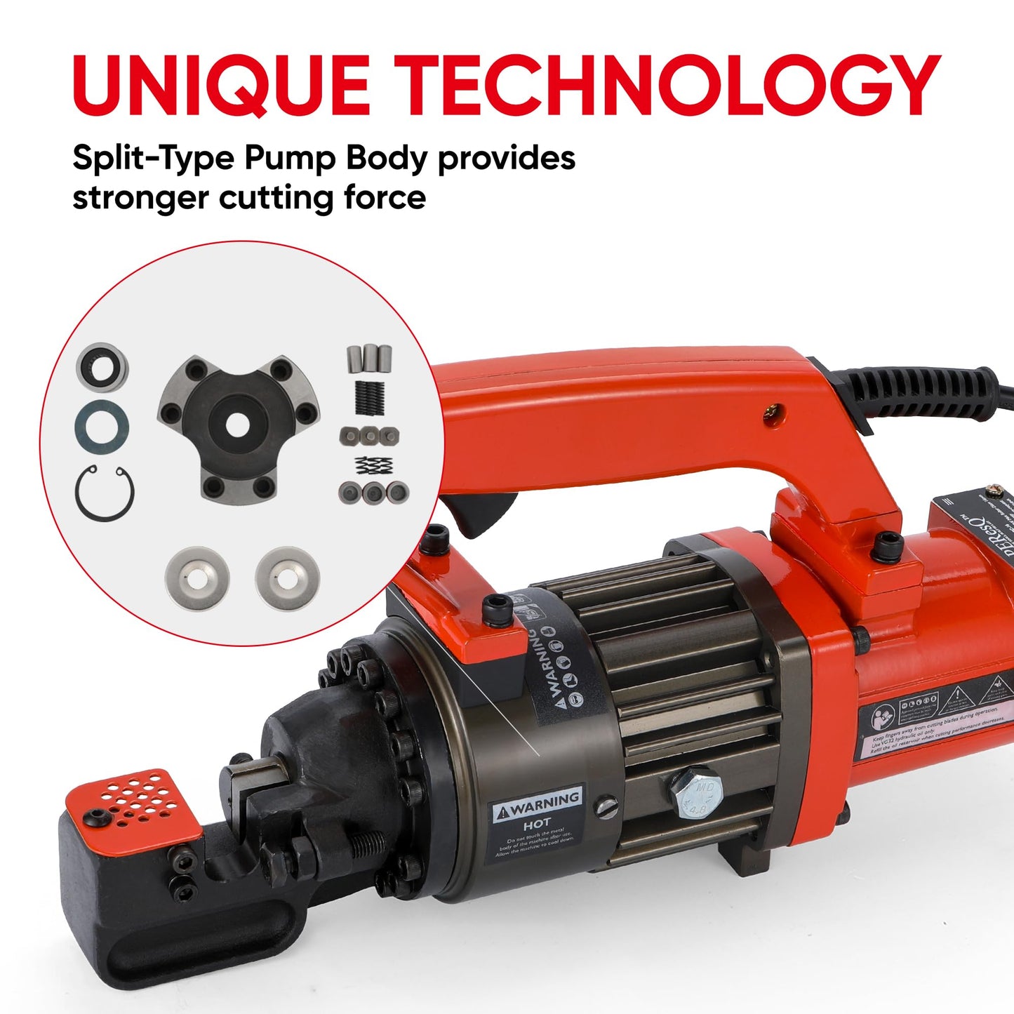 PEResQ Electric Rebar Cutter, Portable 1300W Hydraulic Rebar Cutting Tool, Cuts up to 3/4 inch (#6) 4-20mm, 120V Corded, 1.5s Fast Cut, Model PC-20