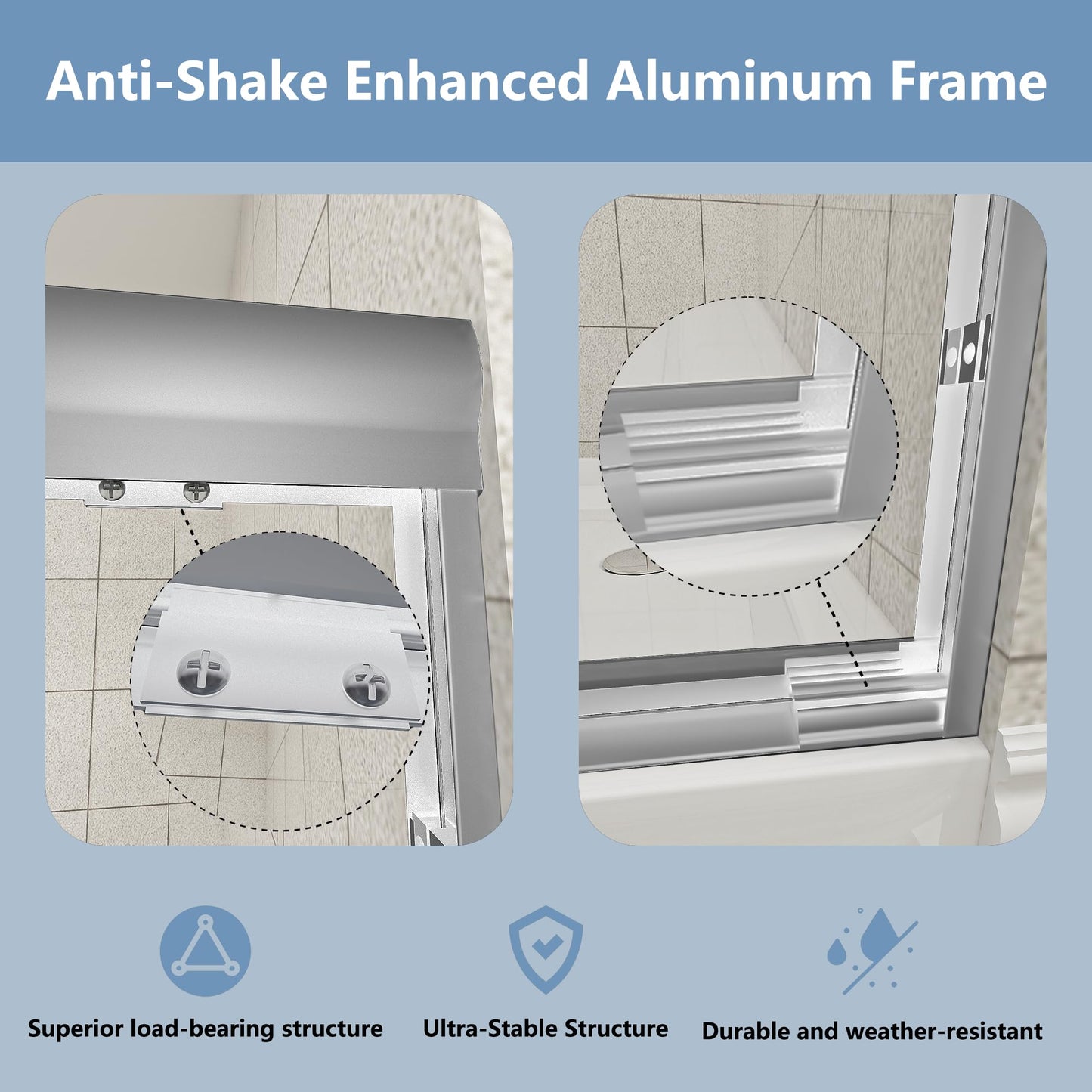 Trumbeak Double Sliding 44-48" W×72" H Shower Door,Semi-Frameless Sliding Glass Shower Door with 1/4''(6mm) Clear SGCC Tempered Glass,for Walk-in Shower Enclosure,Brushed Silvery