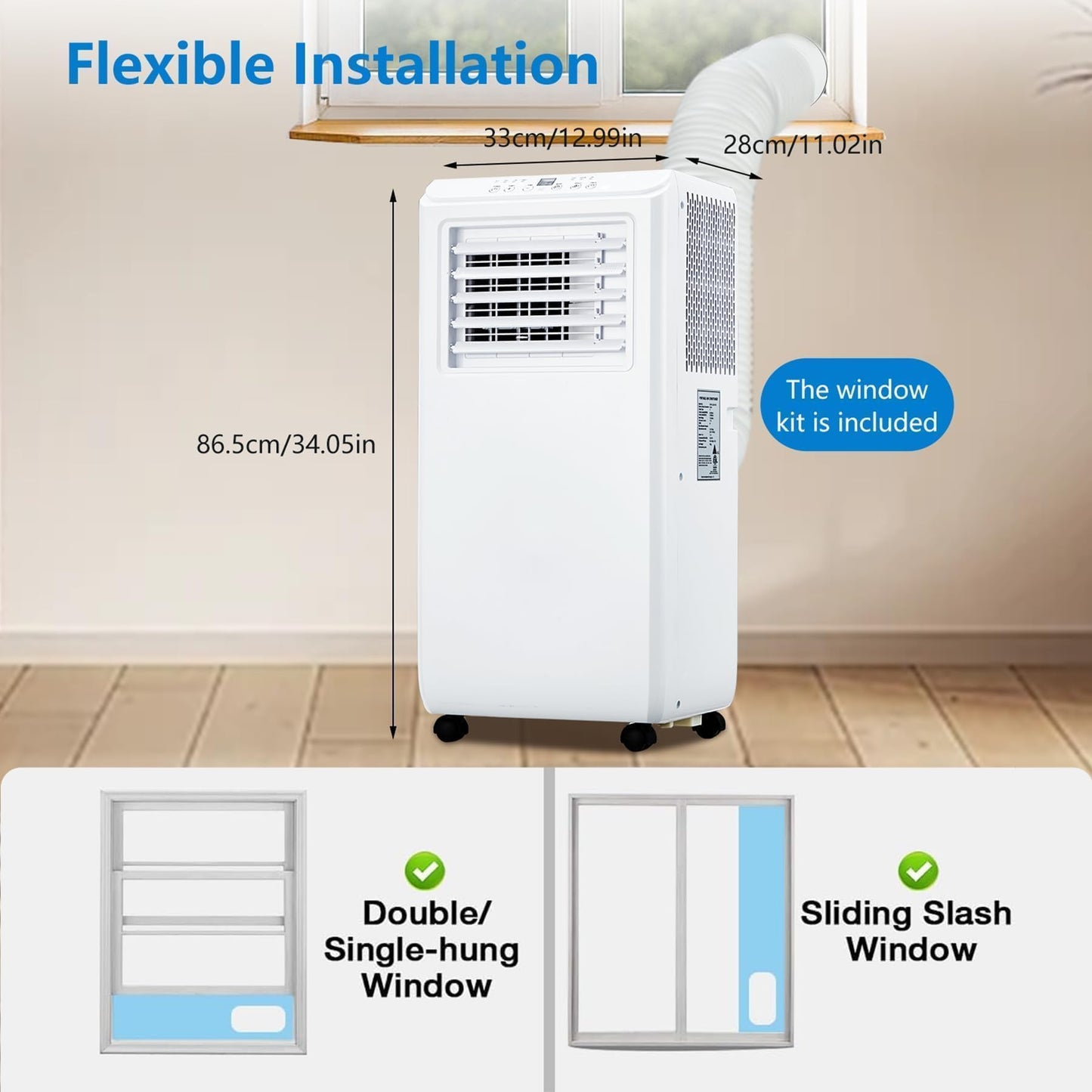 GarveeLife Portable Air Conditioner,10,000 BTU for Rooms up to 450 Sq.Ft., Smart Compact AC Unit with Cooling, Dehumidifier, Fan, Remote Control and Window Kit, White