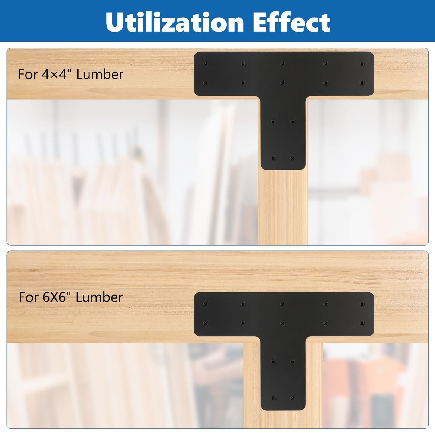 AOKLIT 8 Pcs T Post Timber Brackets,Post to Beam Connector for Wood，Durable Steel Material Bracket, Versatile Connectivity（Black） 12*8 Inch