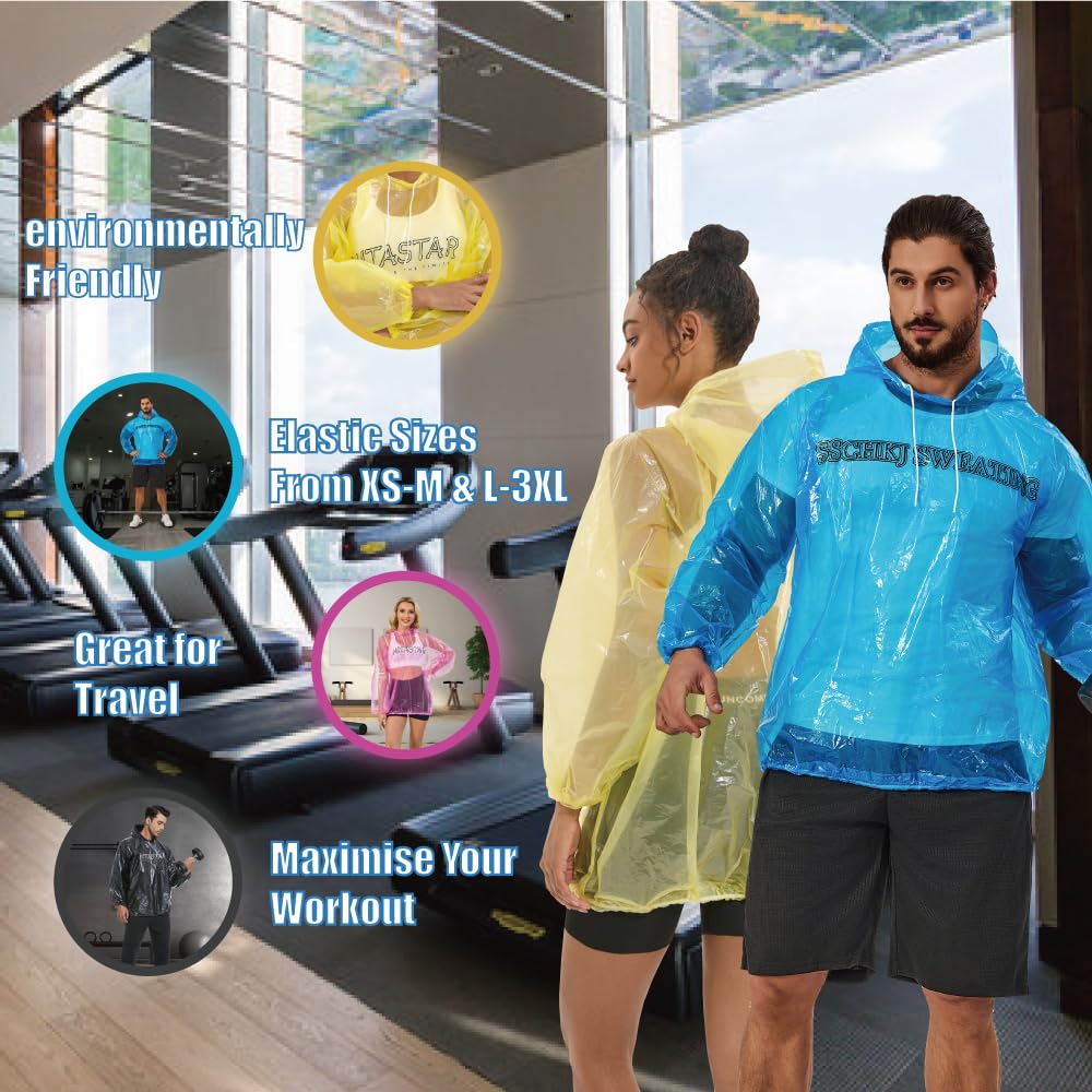 HITASTAR Sauna Pullovers Sauna Suit for Women & Men Sweat Suits Workout Shirt Long Sleeve Sweat Suits with Hood Black 1PCS Plus