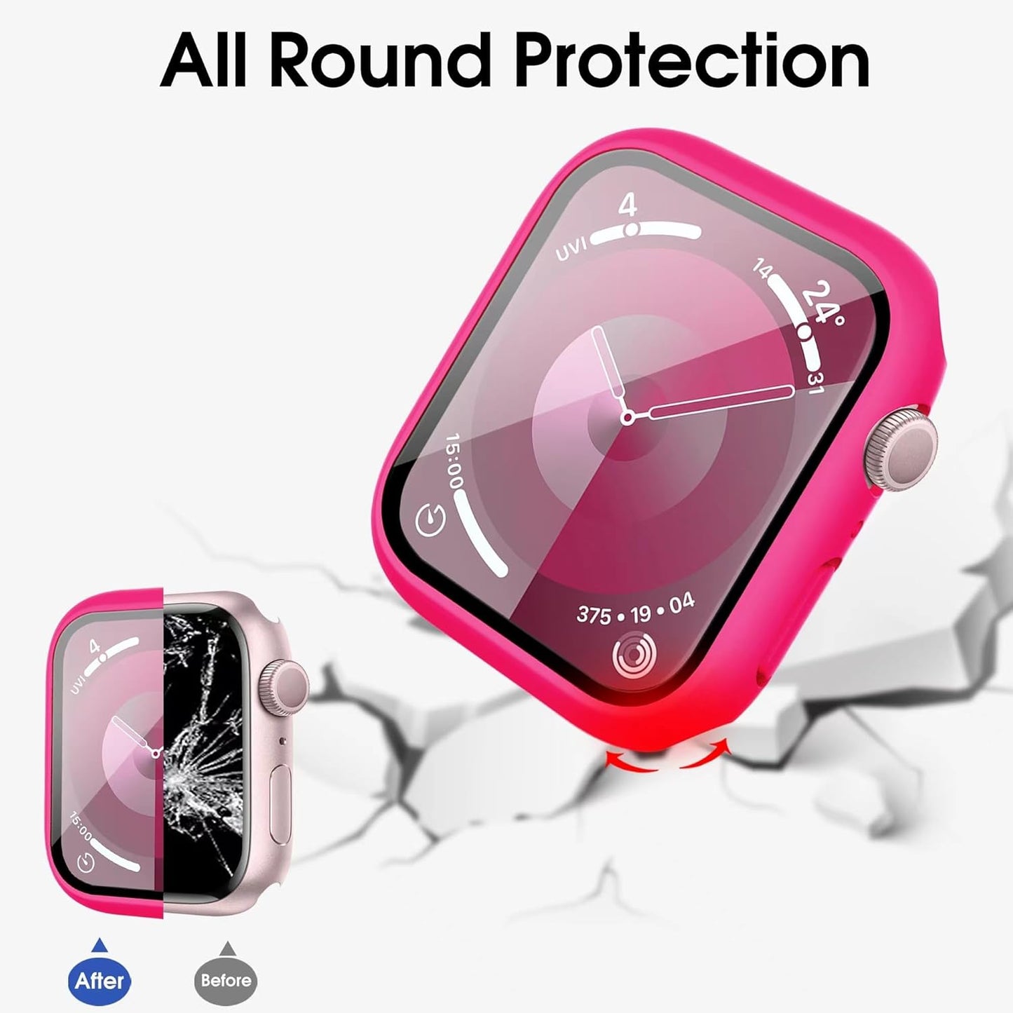 10 Pack 11/10 46mm, 46mm Case with Tempered Glass Screen Protector for Apple Watch Series Hard PC Face Cover, Full