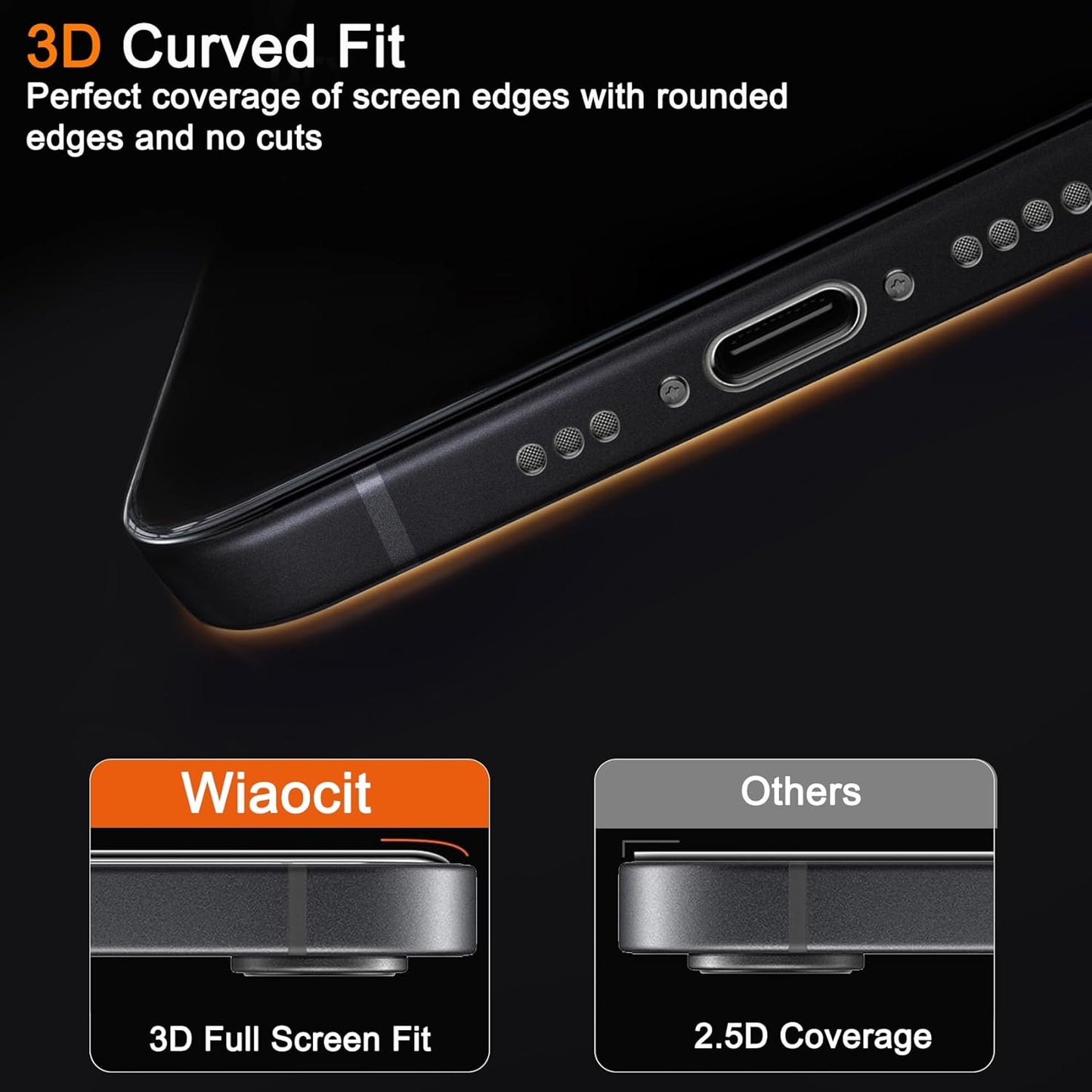 3 Pack 16e/iPhone 17e 3 Pack 9H Wiaocit Tempered Glass Screen Protector for iPhone with Camera Lens Protector