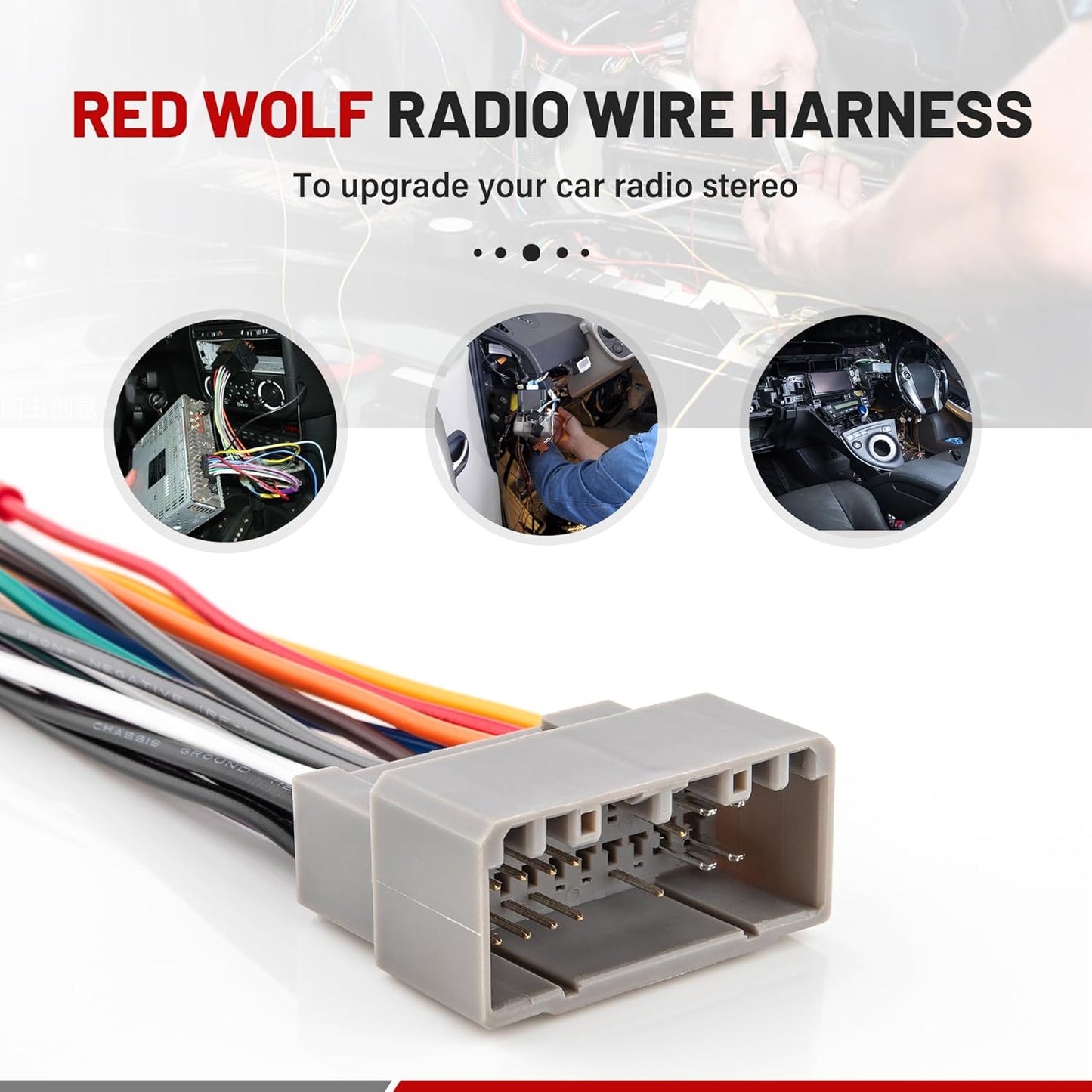2002-2006, 2001-2007 2000-2006 RED WOLF Stereo Wiring Harness for Dodge Ram Jeep Chrysler w/Wire Connector Butt Install