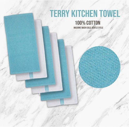 Lane Linen 16-Piece Kitchen Towel Set | Heat Resistant Oven Mitts & Pot Holders, Absorbent Aqua Dish Cloths