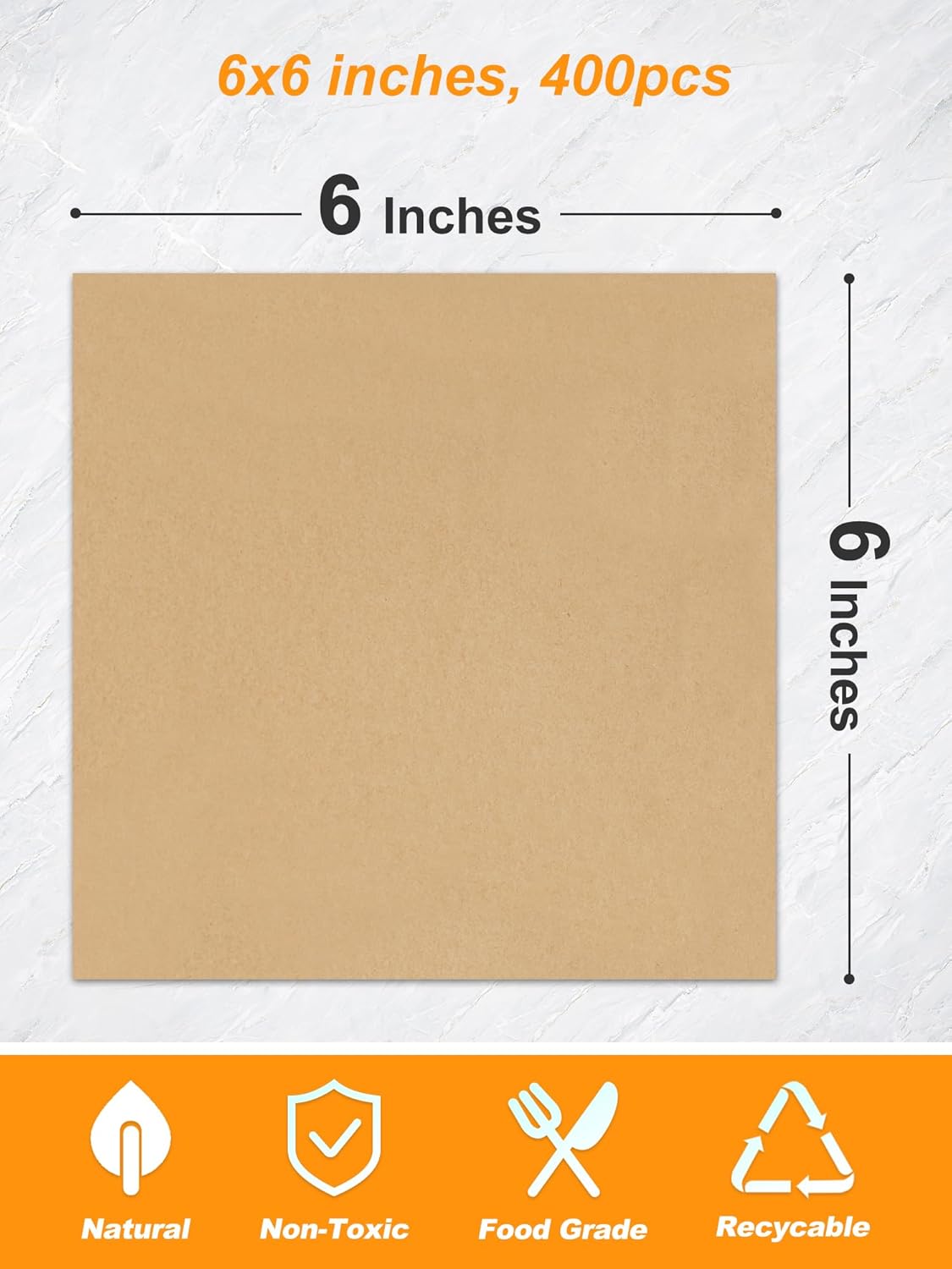 SMARTAKE Wax Paper Sheets - 400 Pcs Non-Stick Hamburger Patty & Sandwich Separators | 6 x 6 Inches, Unbleached