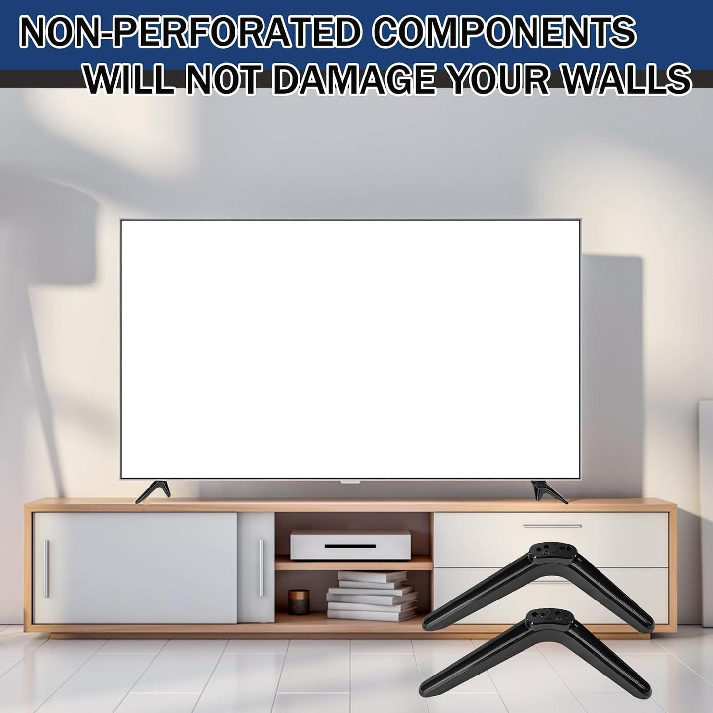 Duoxiate 32in/40in/49in/50in/55in TV Pedestal Feet Stand Mount, Universal Replacement TV Stand Base Legs, Table Desk