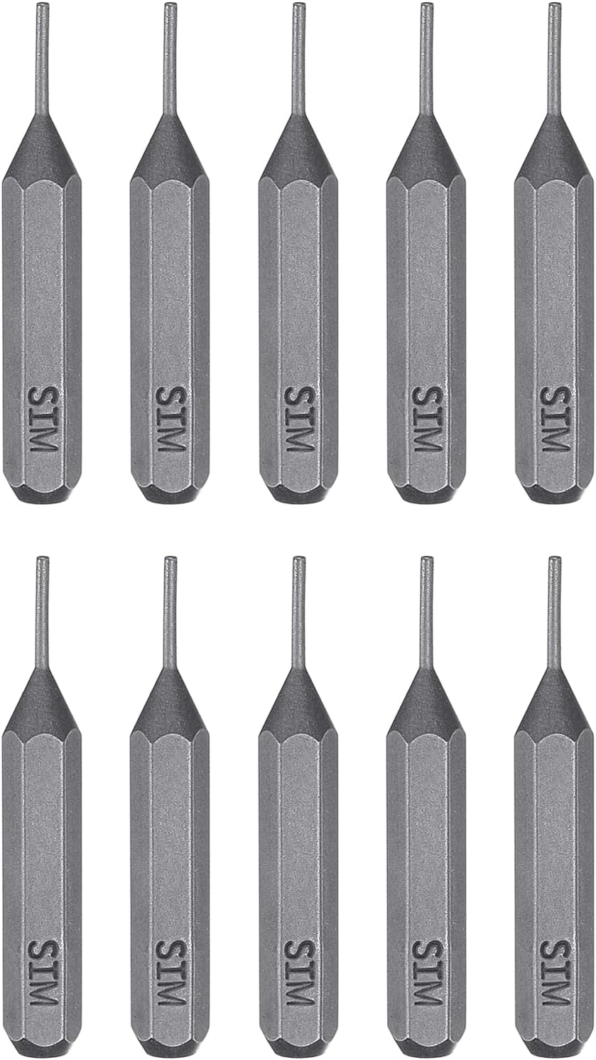 10pcs SIM0.8 5/32" 28mm S2 HARFINGTON Card Removal Screwdriver Bit Hex Shank Length Magnetic Cylindrical Head Steel SIM