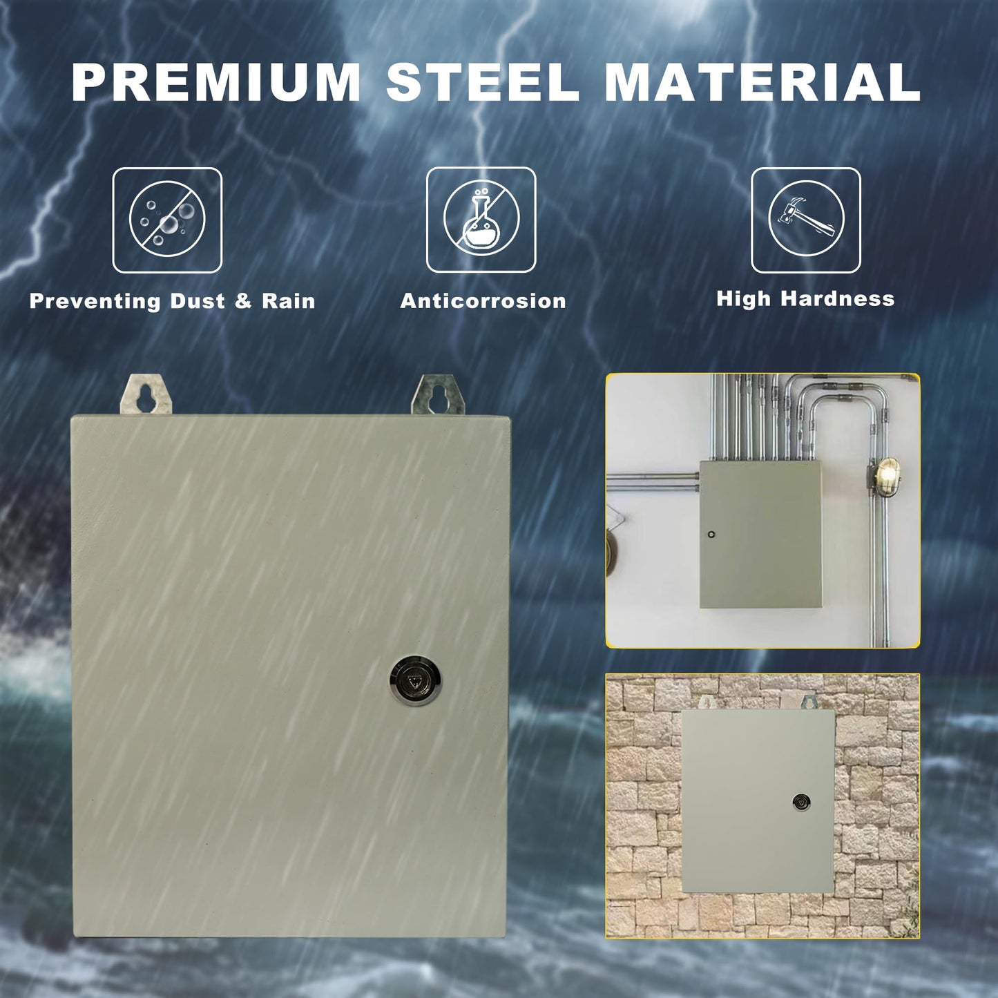Waterproof Electrical Enclosure 24 x 24 x 12 inches, Outdoor Electrical Box Weatherproof, Electrical Junction Box with Reinforced Lock