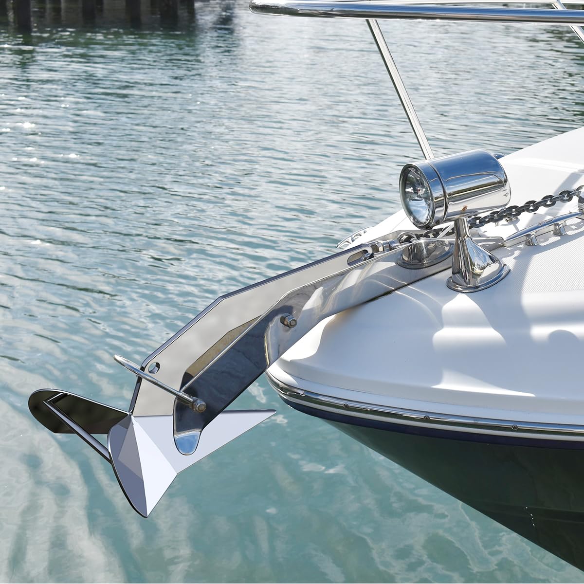 FUCNEN Delta Anchor 316 Stainless Steel Boat Anchor 11 lb/5kg Triangular Plow Anchor for Pontoon Beach Fishing Boats Sailing Boats Marine Grade Polished Small Anchor for 16-23 FT Boats