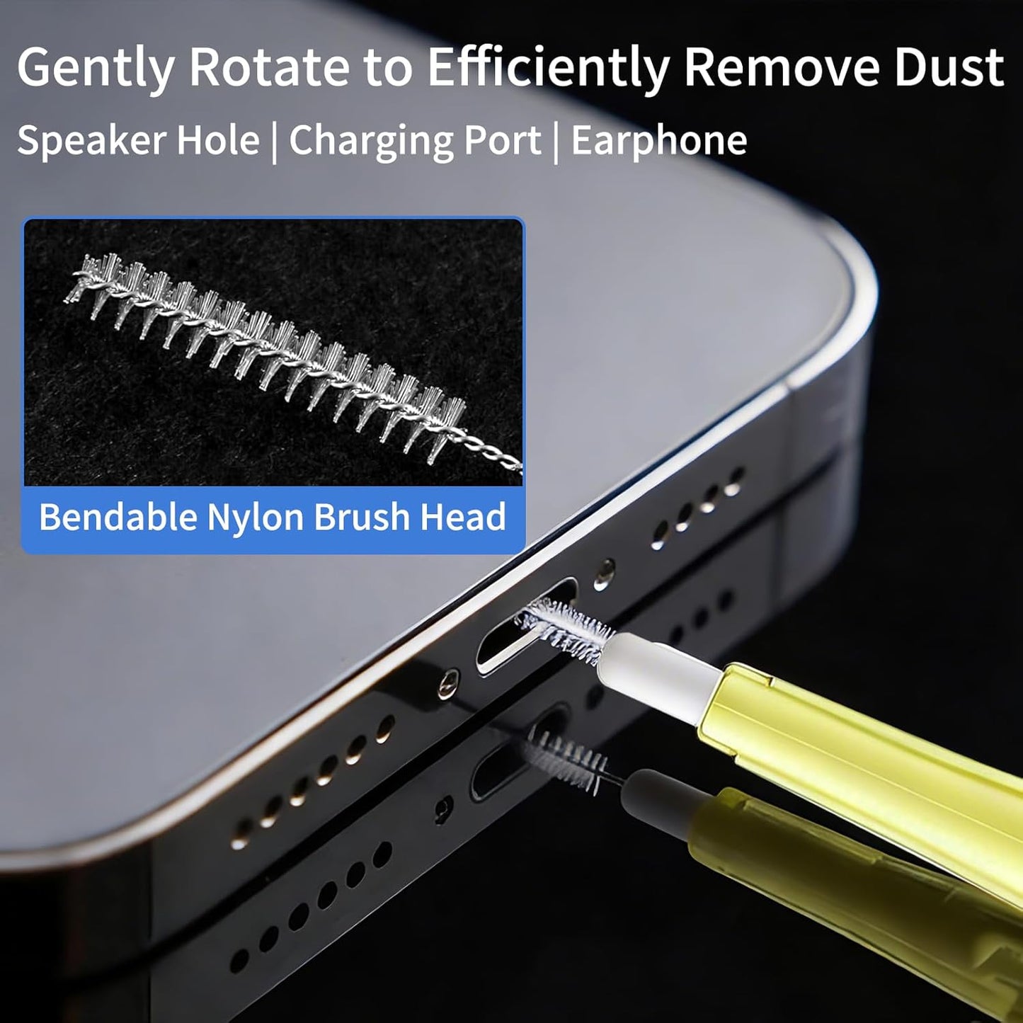 Volisau 10 Pcs Cell Phone Cleaning Kit,Charging Port Cleaner,Dual Sided Anti Clogging Nylon Brushes,Suitable for Clean