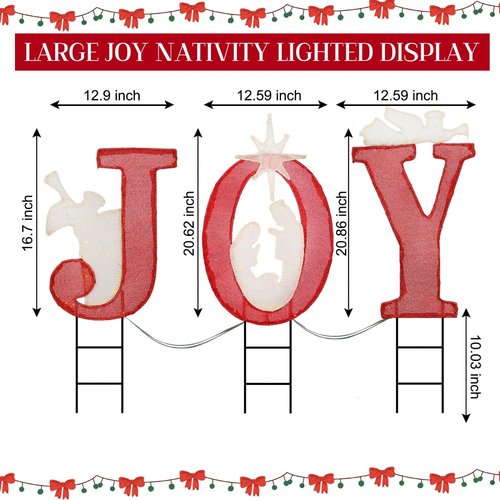 JETEHO 30.89 Inch Nativity Outdoor Christmas Decorations, 3 PCS Nativity Sets with Gold Star for Home Lawn