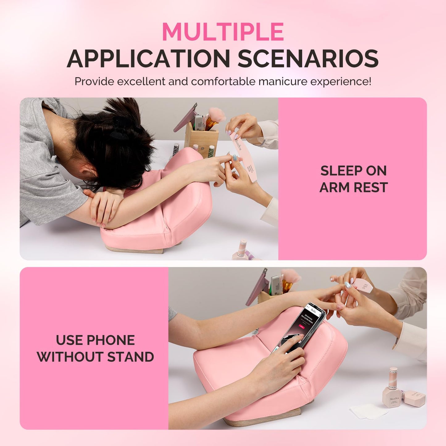 MelodySusie LED Manicure Table Lamp for Nail Techs with Foldable Manicure Arm Rest for Nails Tech