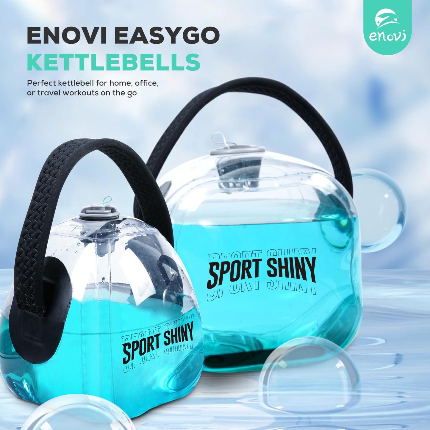 ENOVI EasyGo Kettlebells, Foldable Water-Filled Kettlebell, Adjustable Kettlebell (Cube, 5.5-22LB)