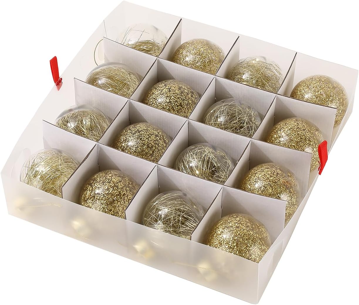 Sattiyrch Christmas Ornament Storage Box - Dust-Proof Canvas with 4 Trays & Customizable Dividers | Holds Up to 64 Ornaments