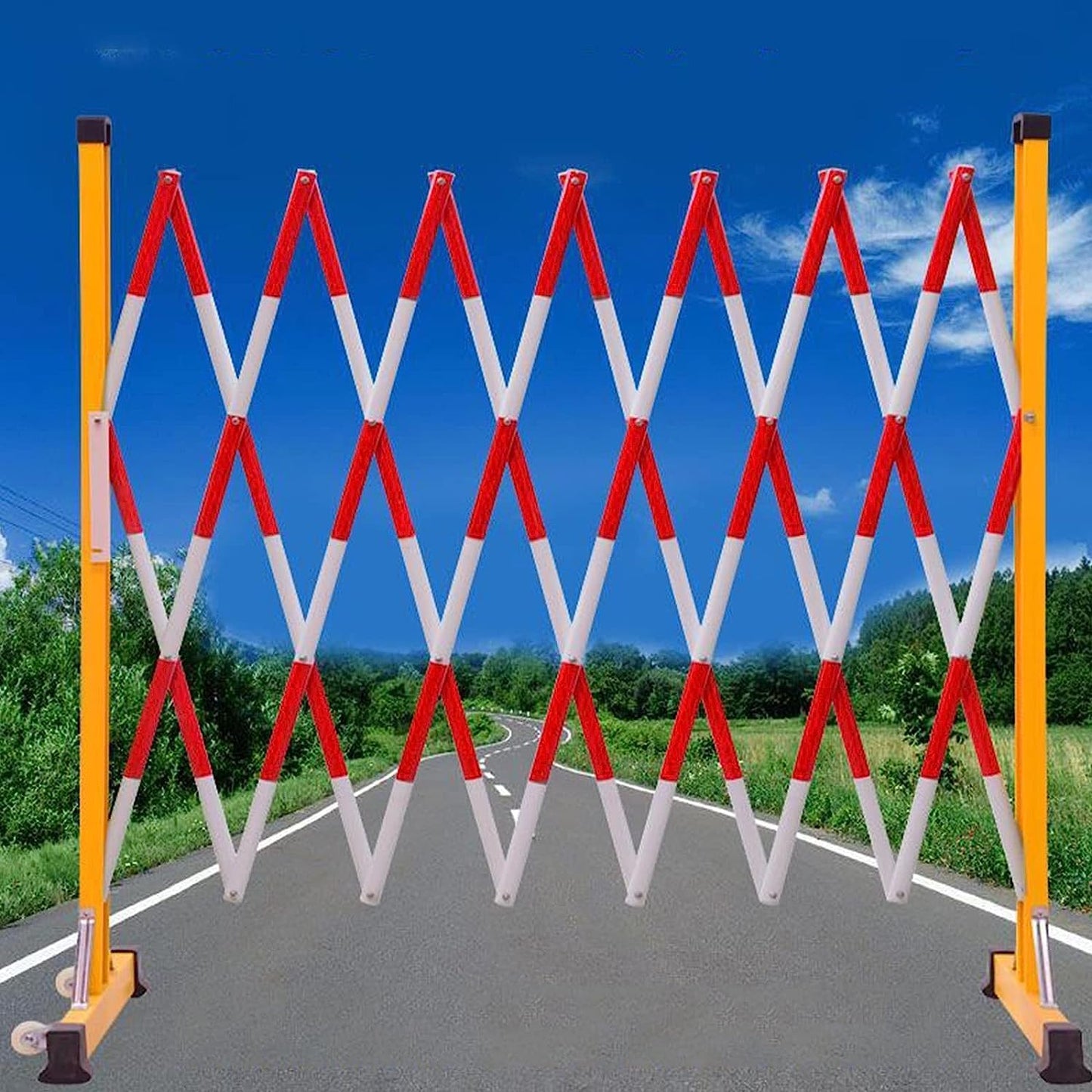 YGwnjqr Barrier, Traffic Barrier, Portable Pedestrian Barrier Base with 2 Wheels for Schools Construction Sites Outdoor Expandable Metal Barricade,Yellow,1.2 * 2.5M,Yellow-1.2 * 4M