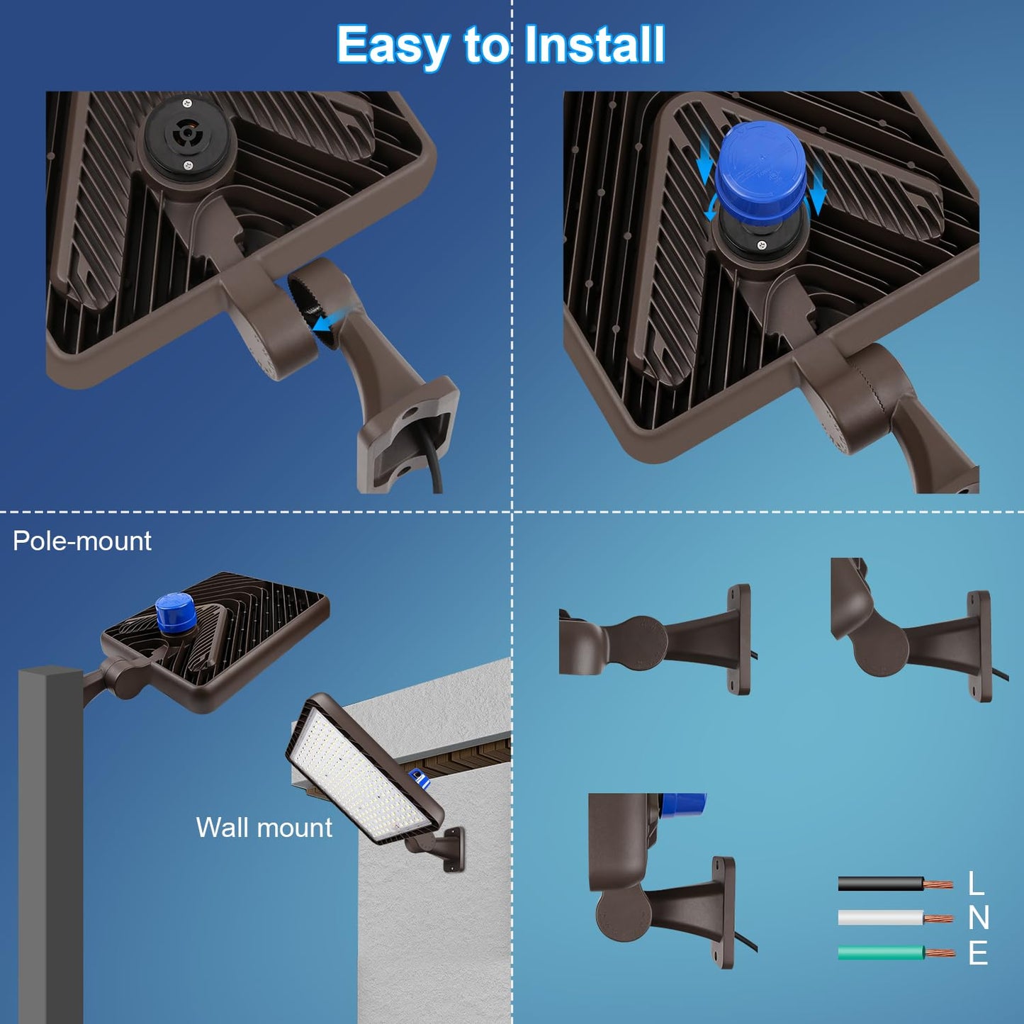 ledmo 480W LED Parking Lot Light, Dusk to Dawn Outdoor Commercial Area Lighting, IP65 Exterior 5000K 72000LM Super Bright Security Flood Light Heavy Duty 2 Pack