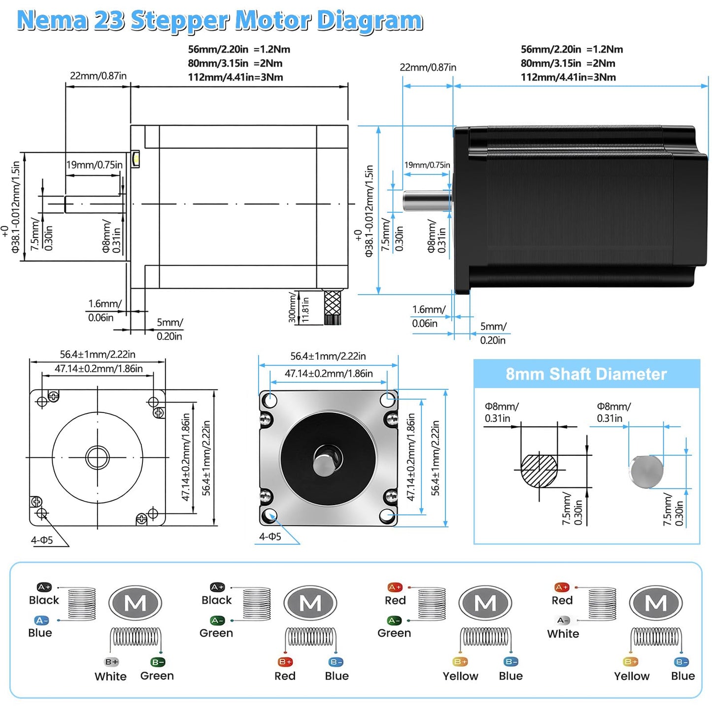 3 Axis CNC Controller Kit with Nema23 57mm Stepper Motor 3Nm 425 oz.in High Torque 2-Phase 3A, DM556 Step Motor Driver, 24V 350W Power Supply for Engraving Machine 3D Printer