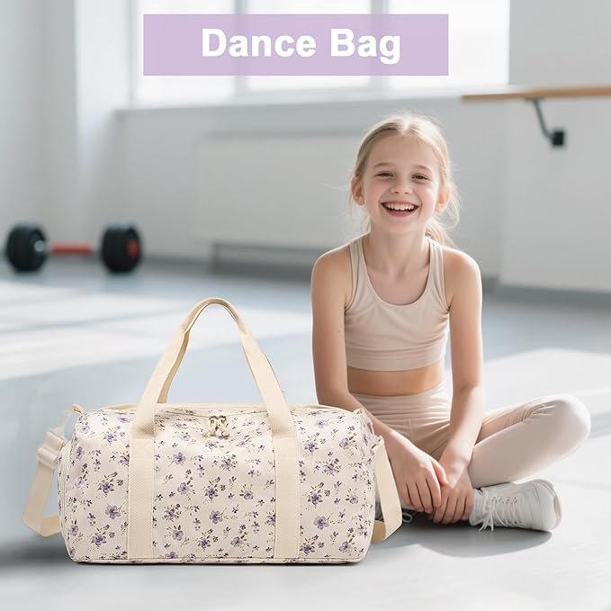 Duffle Bag for Gym Sports Women Girls Workout Travel Bag Weekender with Shoe Compartment and Wet Pocket