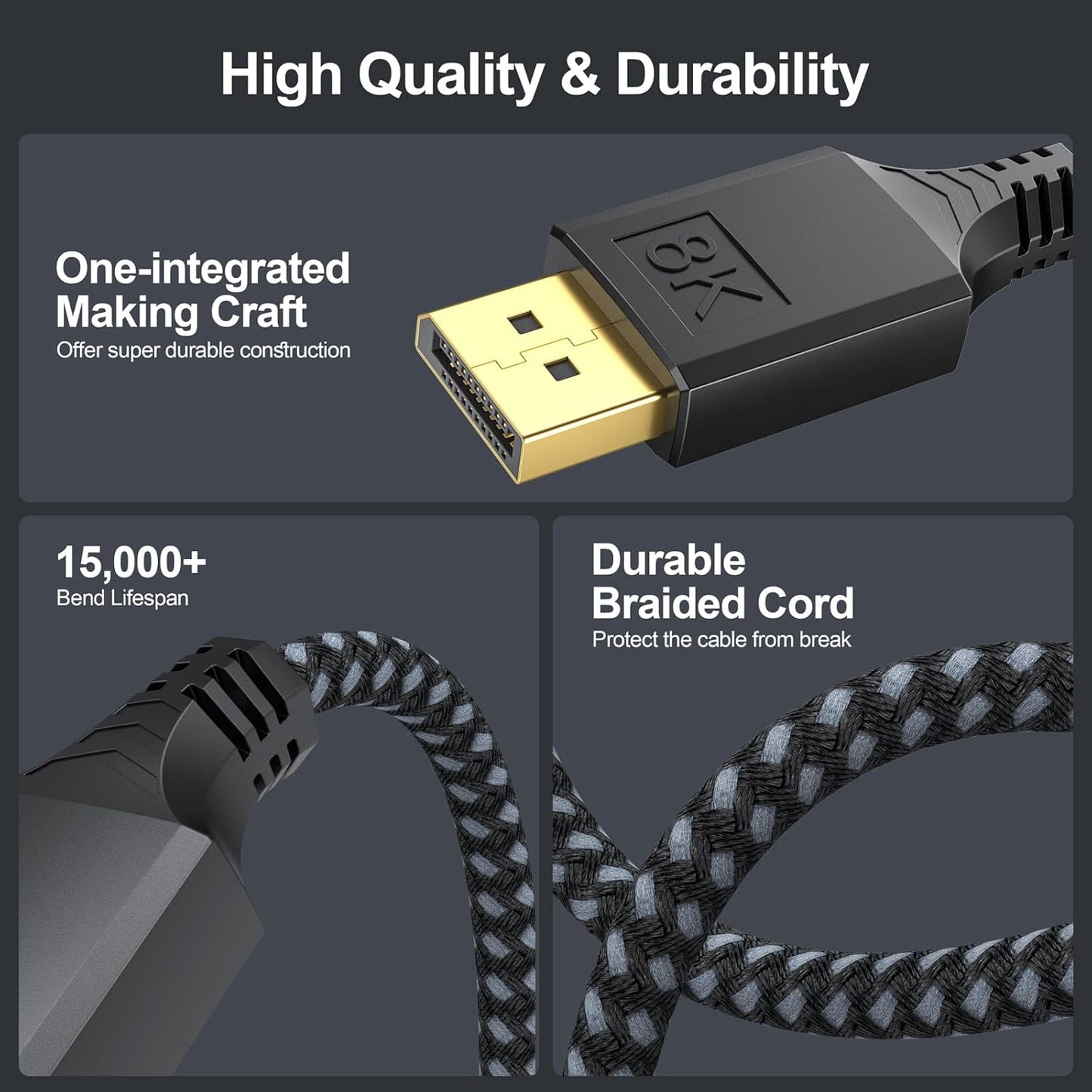 3ft 2-Pack, 4K@30Hz 1080P@120Hz HDMI1.4, Display Port to HDMI Cable [One-Direction] DisplayPort to DP (Source) to HDMI