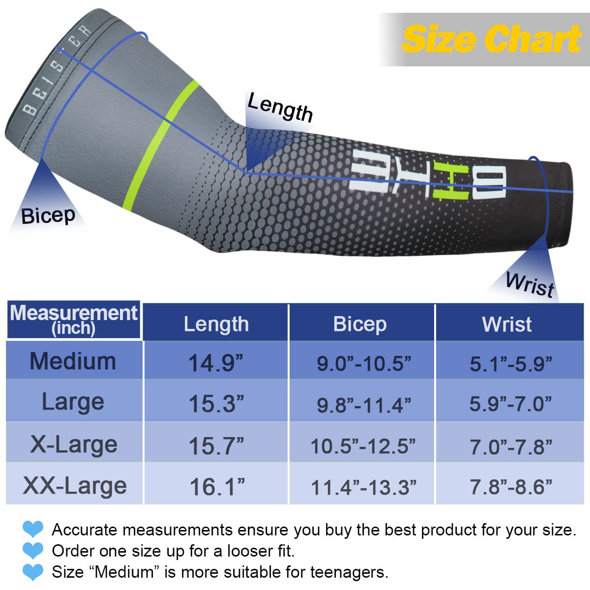 beister UV Sun Protection Cooling Compression Sleeves Arm Sleeves Men Women Cycling