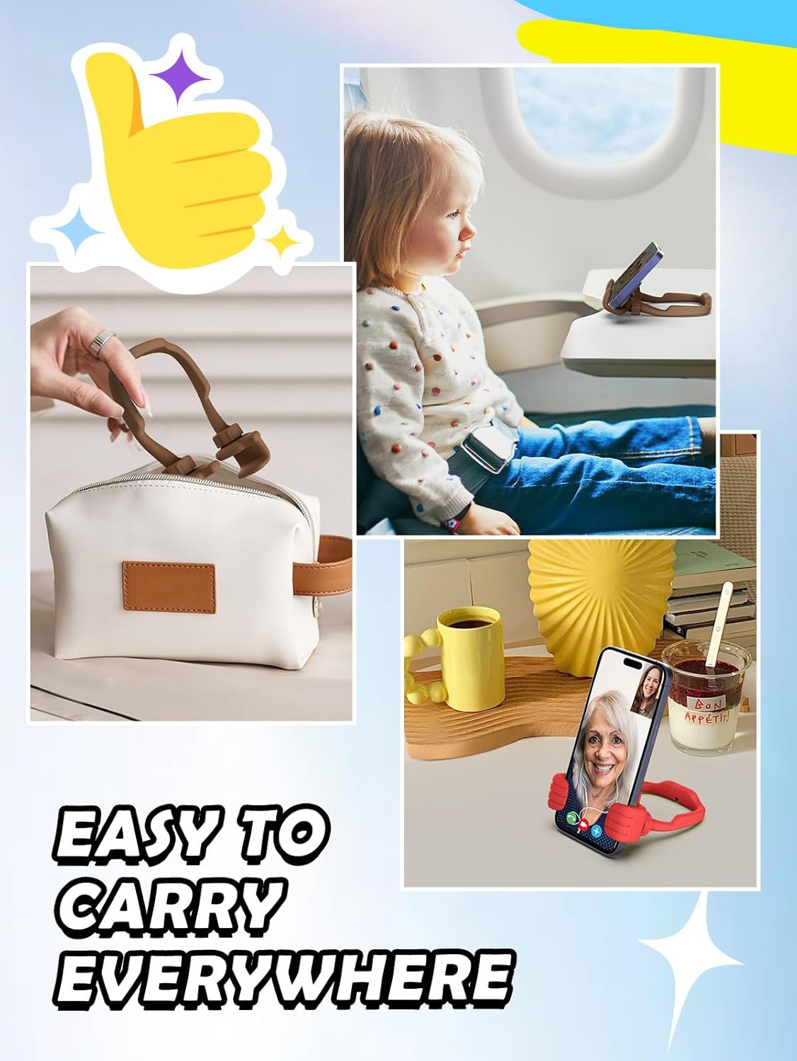 CALDEVER Gifts for Teens Girls Women Kids Cell Phone Stand: UPGRADE Adjustable Thumbs Up Lazy Phone Holder for Desk
