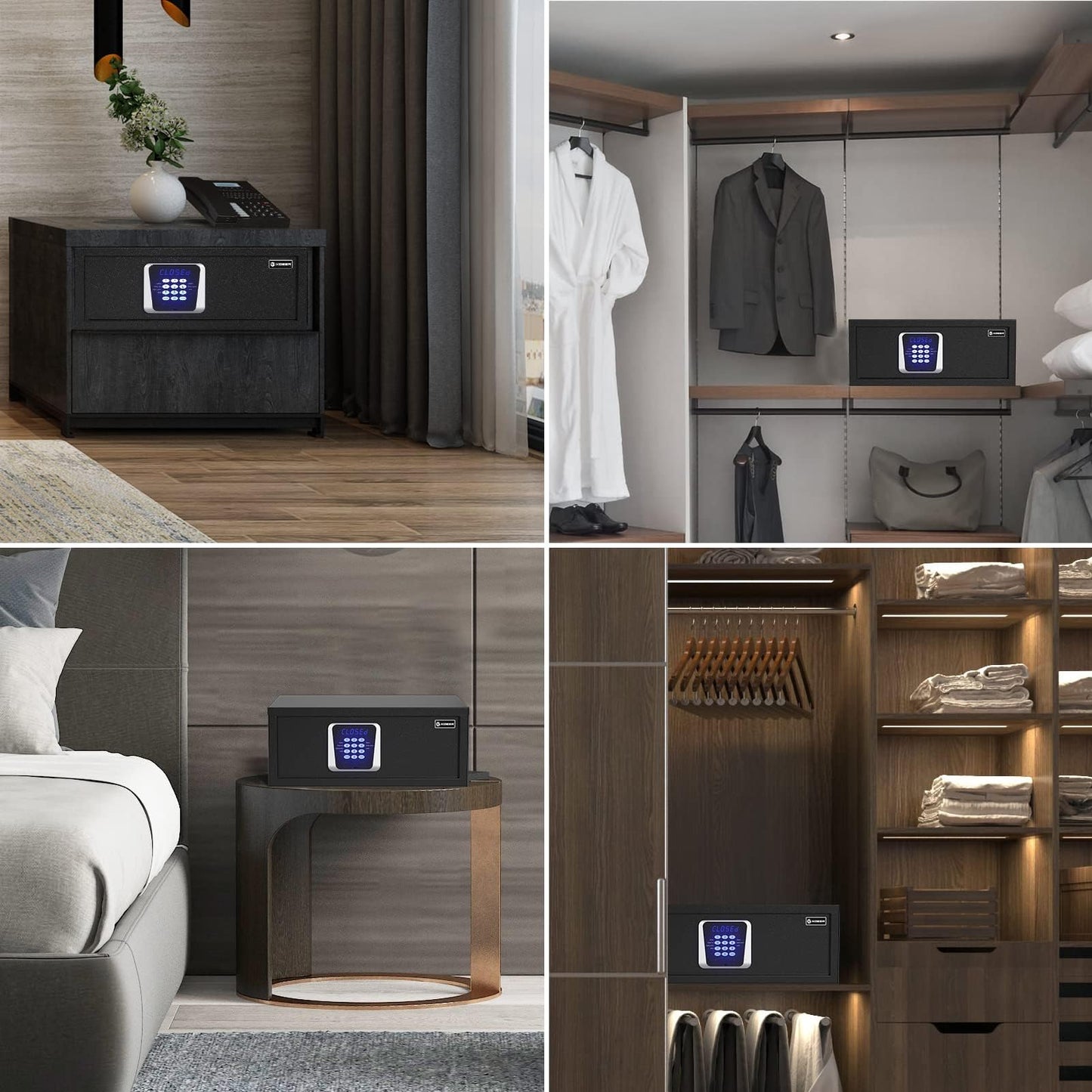 XDeer 𝟑𝟑 𝐋𝐁 Hotel Safe 1.39 Cubic Feet Home Safe Personal Document Steel Security Safe Box With Hotel-Style Digital Electronic Lock/Sensor Light/Silent Mode - Black 1PCS