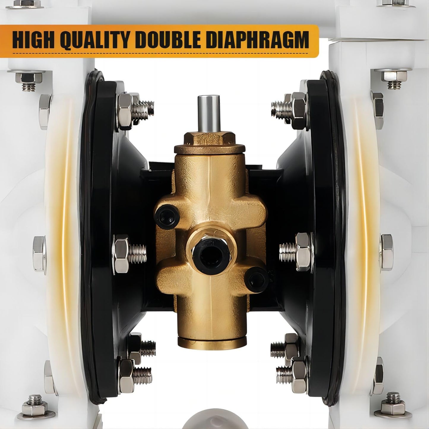 Air Operated Double Diaphragm Pump QBK-15 1/2 inch Outlet 12 GPM Pneumatic Transfer Max 115 PSI Industrial Use for Chemical Waste Oil Dual Diaphram PTFE Nitrile Rubber by Plastic and Stainless Steel