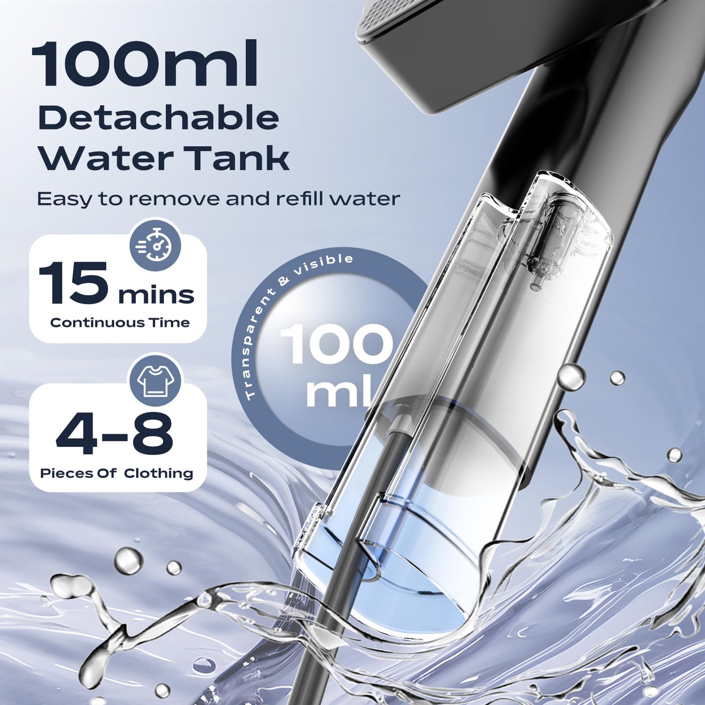 REXYHOME Travel Steamer for Clothes: 1000W Portable Clothes Steamer Handheld & Iron 2 In 1, Fast Heat Up with 4 Modes, Compact & Powerful Garment Steamer for Quick Wrinkle Removal, 110-120V