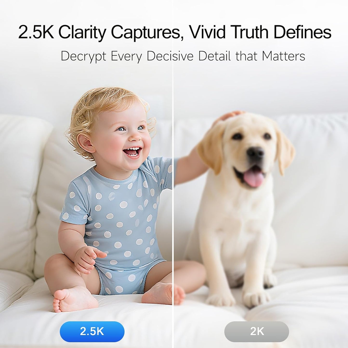 CINMOORE 2.5K 2pack, 4MP 2.4GHz 2-Way Indoor Camera Non-Subscription AI Person/Pet/Cry Detection, Pet/Dog/Cat/Baby
