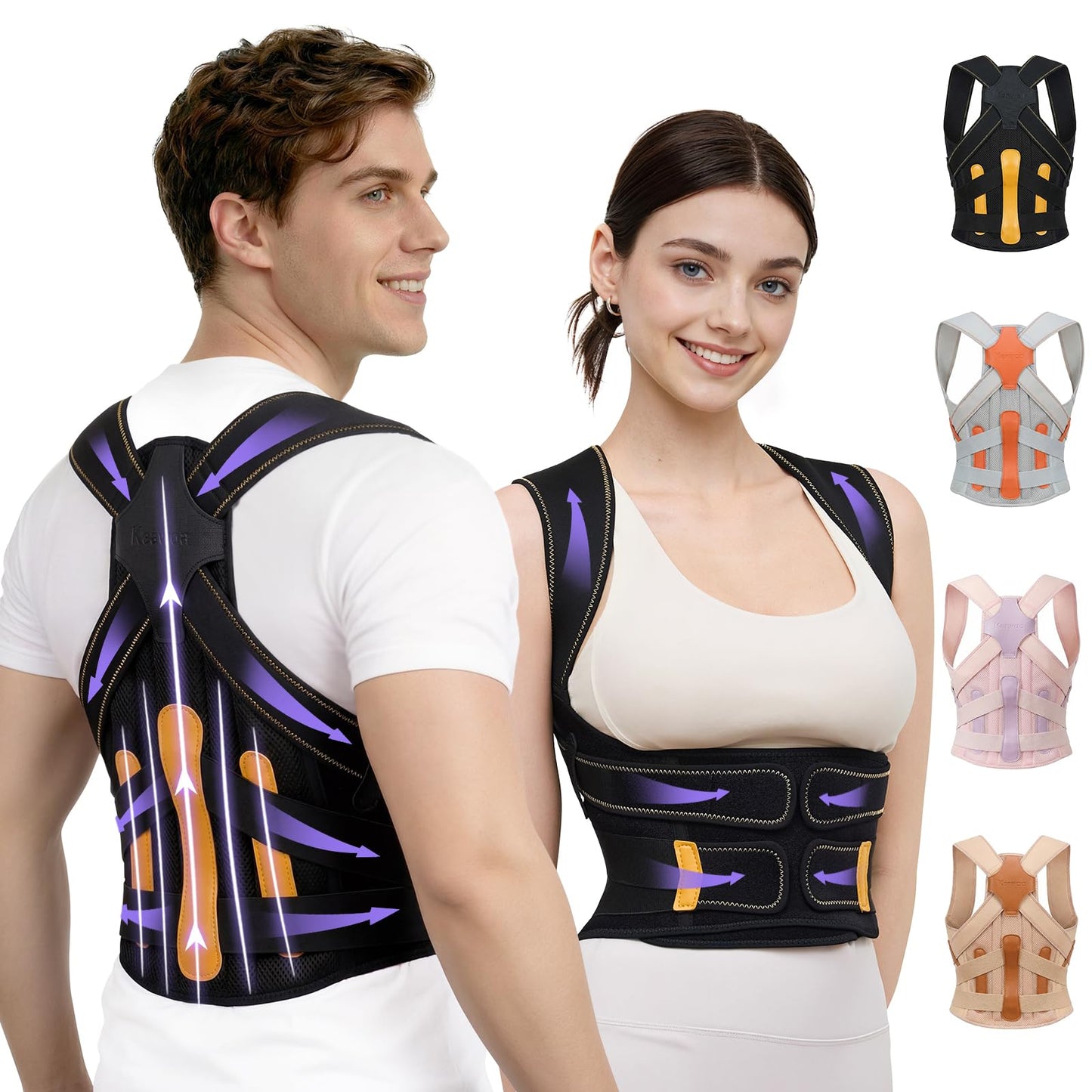 Posture Corrector for Women and Men, 5 Full Back Support Brace Rods, FSA&HSA Eligible, Adjustable Shoulder Straightener, Improving Hunchback Posture, Upper and Lower Back, Neck Pain Relief, Large
