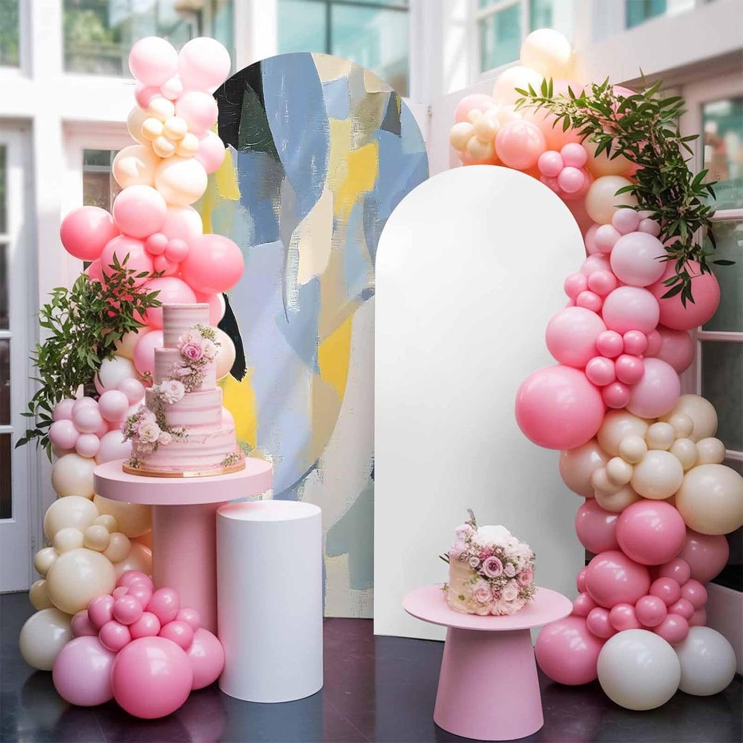 Jnbasdffb 7.2 Abstract Geometric Wedding Arch Cover,Stretchy Spandex Arch Backdrop Stand Covers FT,Simple Oil Painting