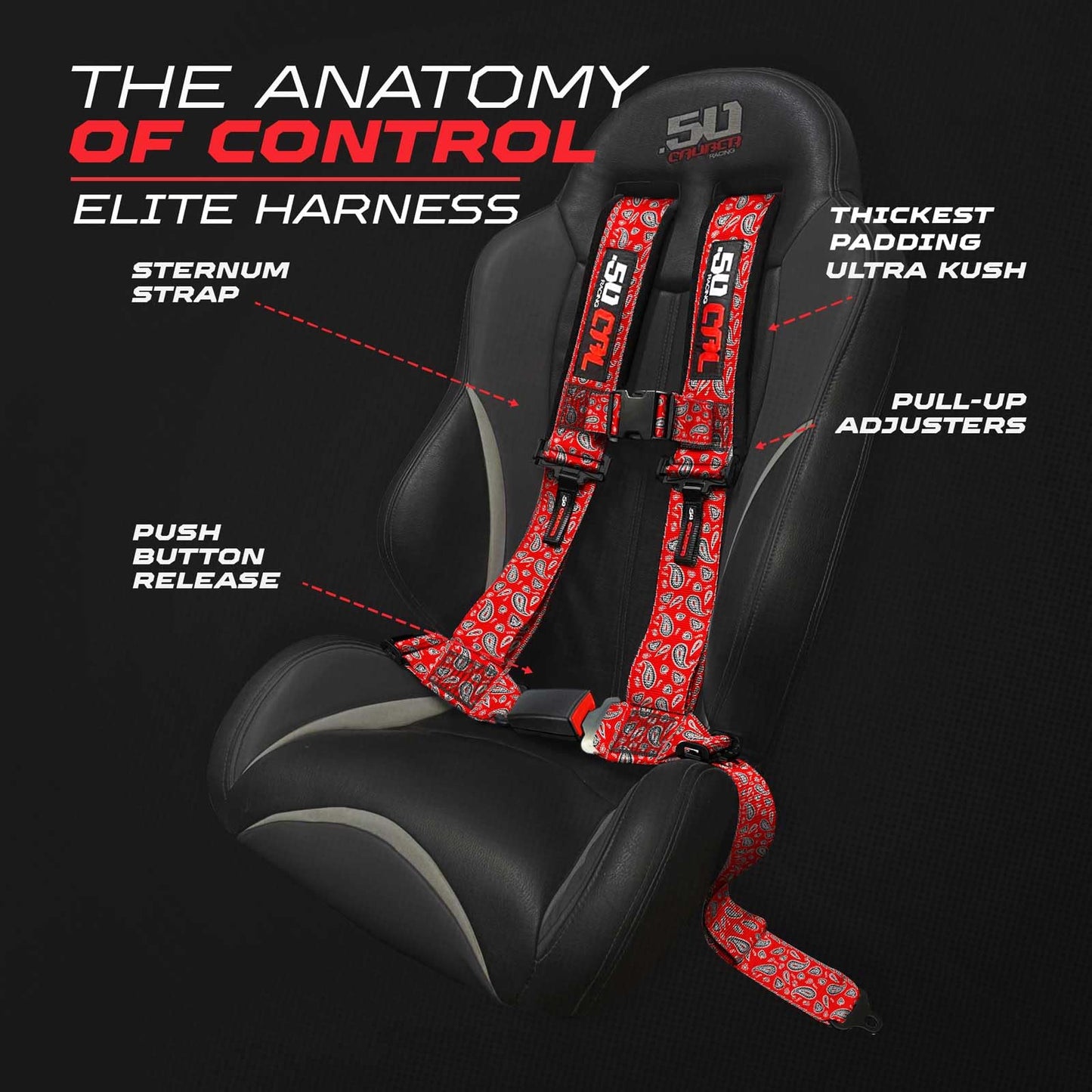 1pc Bandana Red 4 Point Harness for Bucket Seat, Quick Release, 7 Style Harnesses Racing Harness 4 point Race Car UTV RZR SXS [6078]