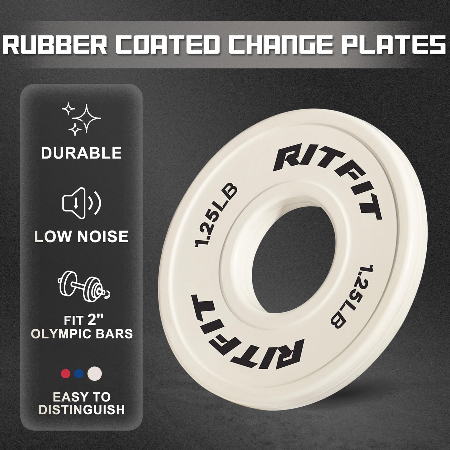 RitFit Fractional Rubber Weight Plates, Colored Bumper Plates for Starting Strength and Progressive Overload Training, Pair and Sets
