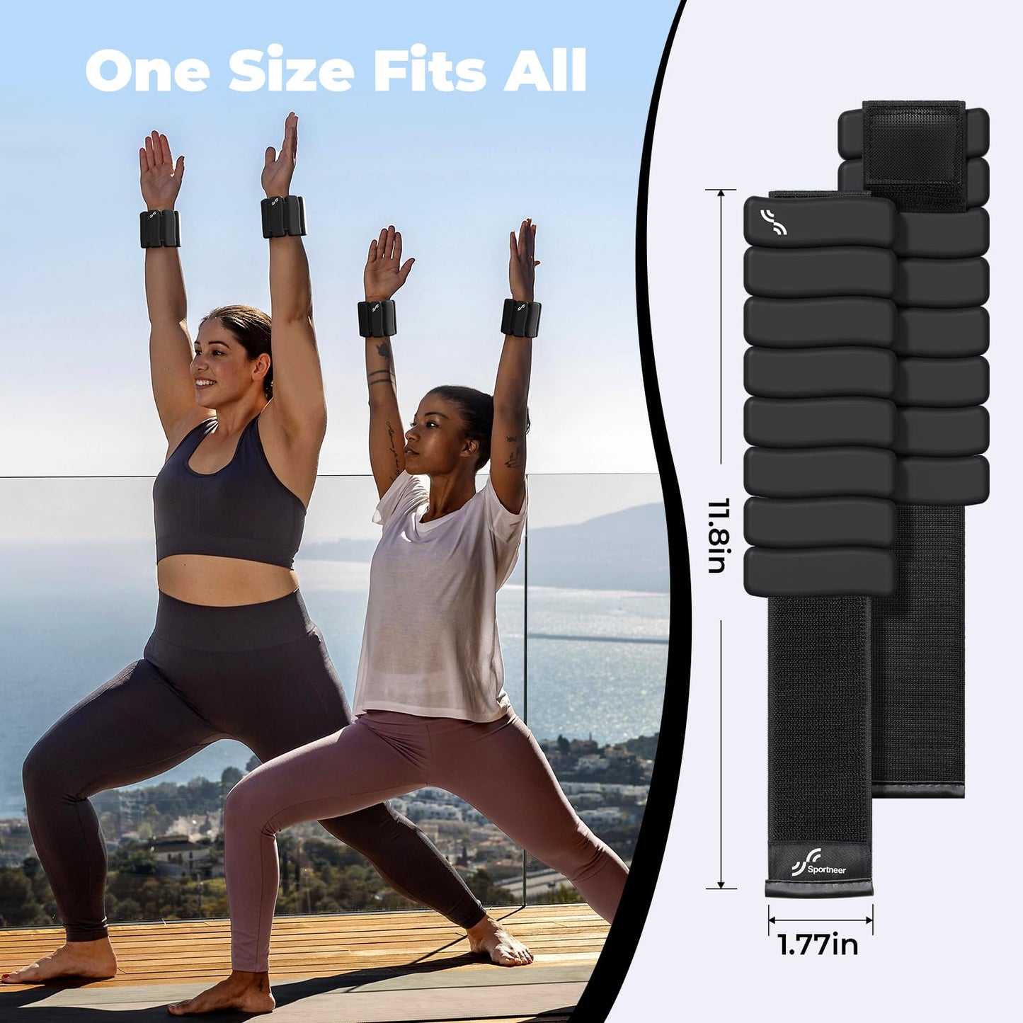 Sportneer Wrist & Ankle Weights for Women & Men Set of 2 (1LB/2LB Each) - Soft Silicone Arm & Leg Weights for Pilates, Yoga, Walking, Barre, Home Workout, Water Aerobics(Twilight Black, 1 LB x 2)