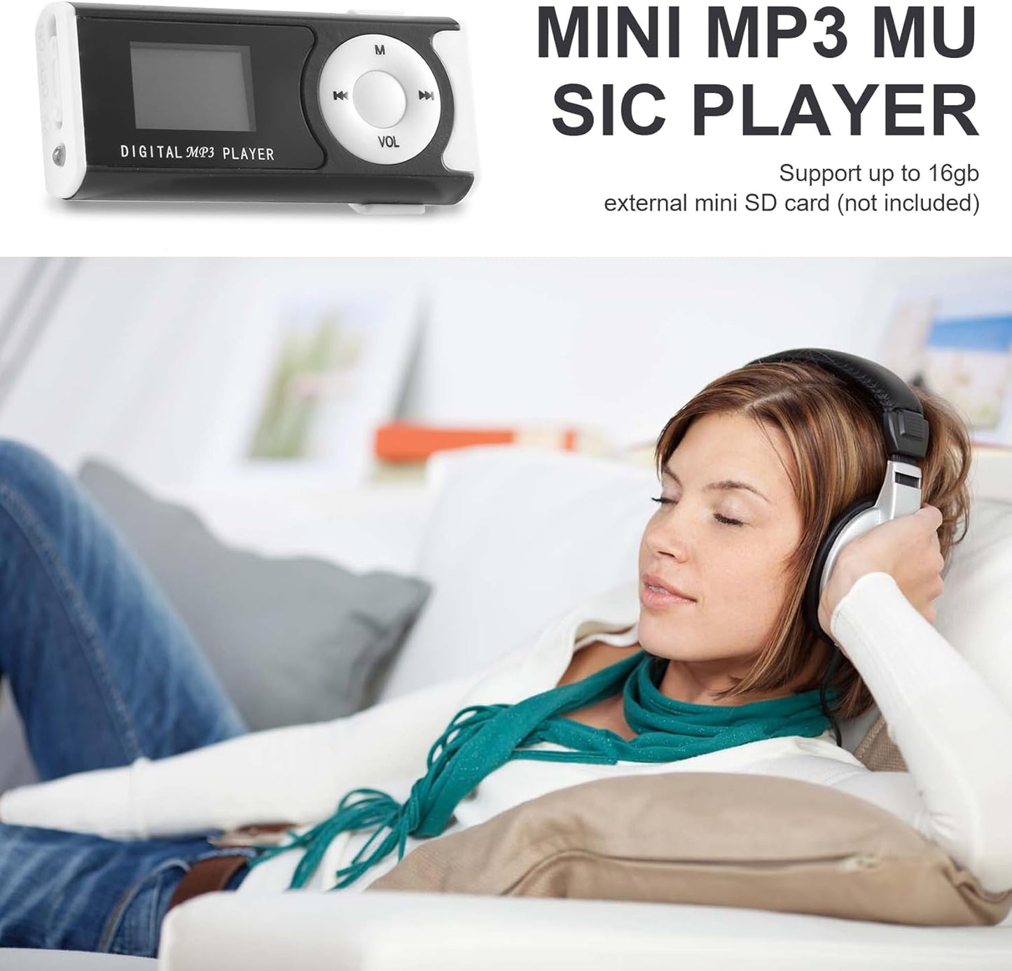 Lizusidtsy MP3 16GB 079825 Mini USB Clip Player Player LCD Screen Mini SD TF Card